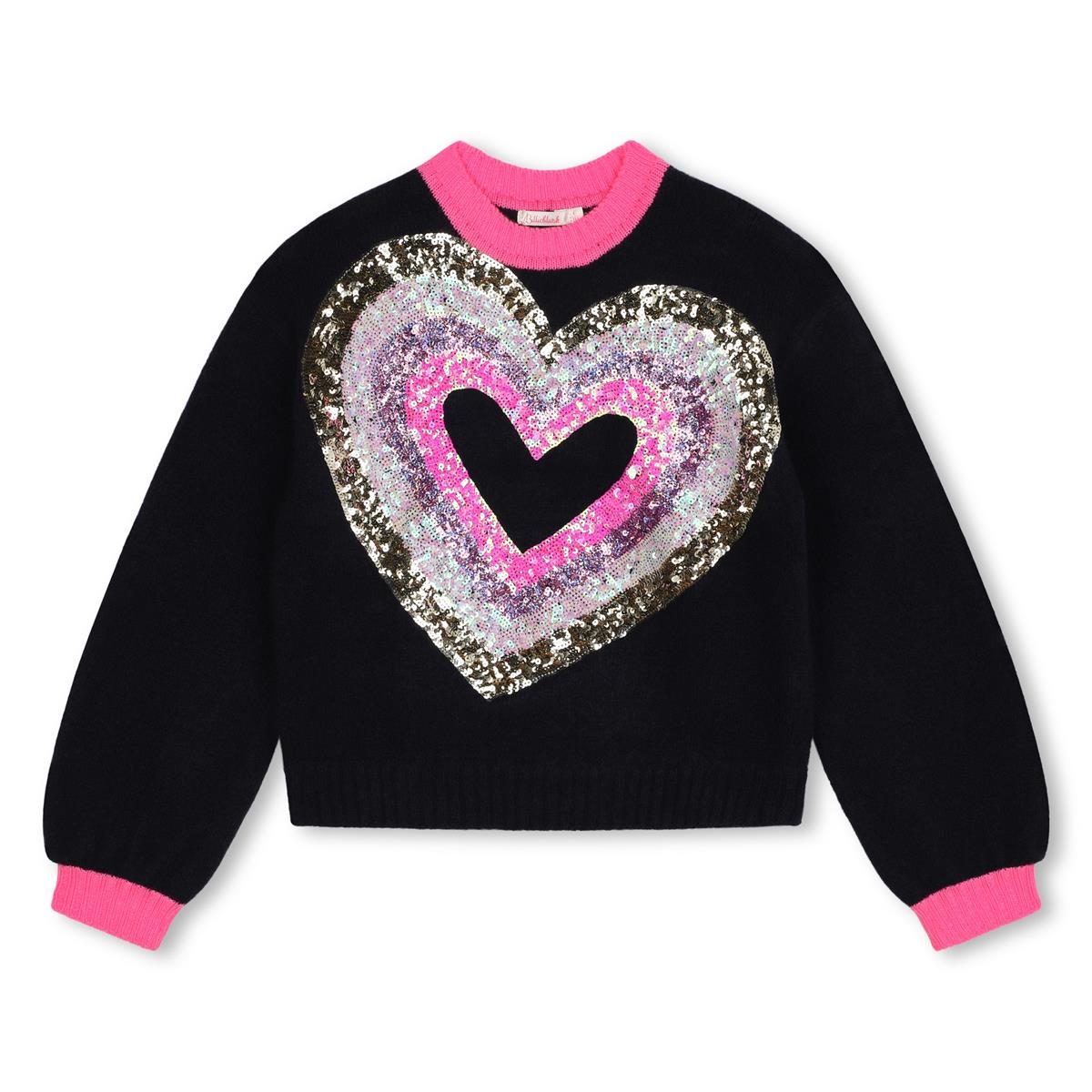 Girls Dark Blue Sequins Knit Sweater