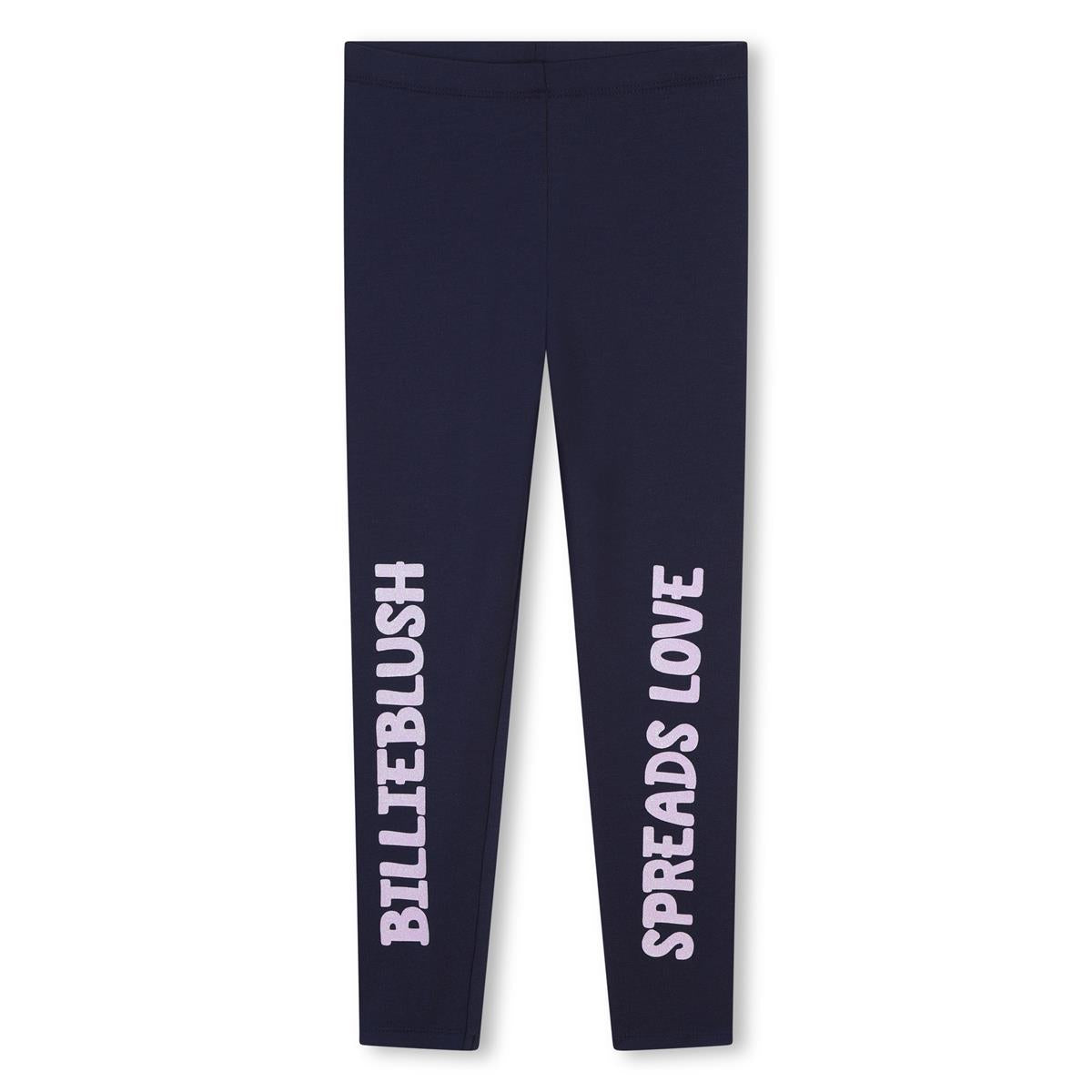 Girls Dark Blue Logo Leggings