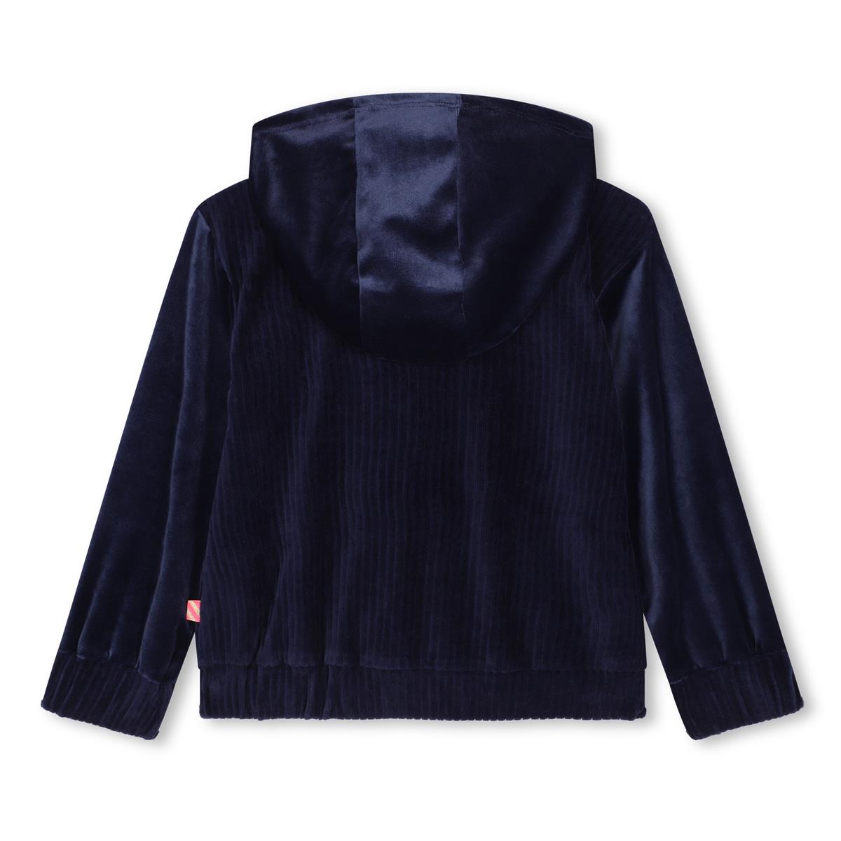 Girls Blue Velvet Zip-Up Top