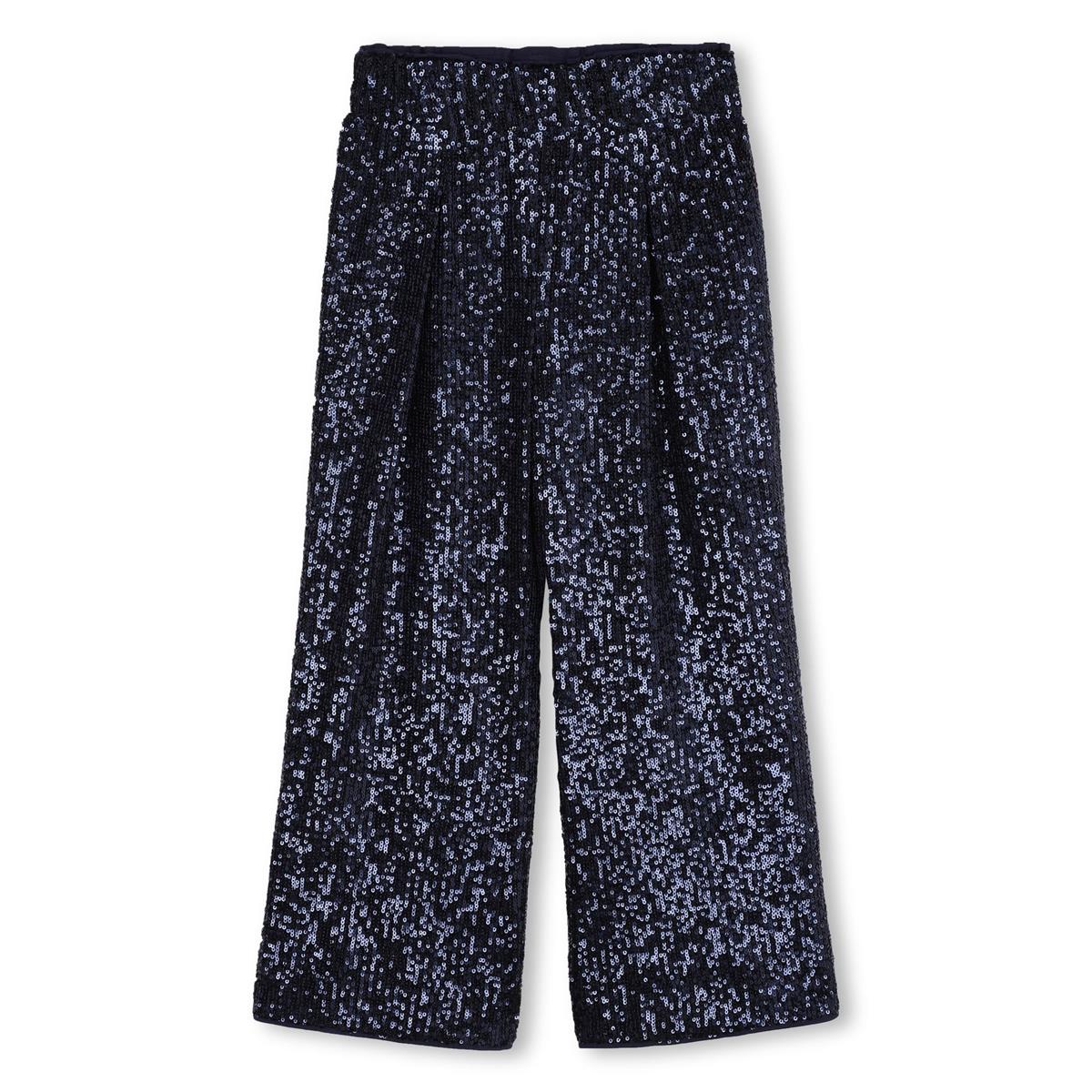 Girls Dark Blue Glitter Trousers