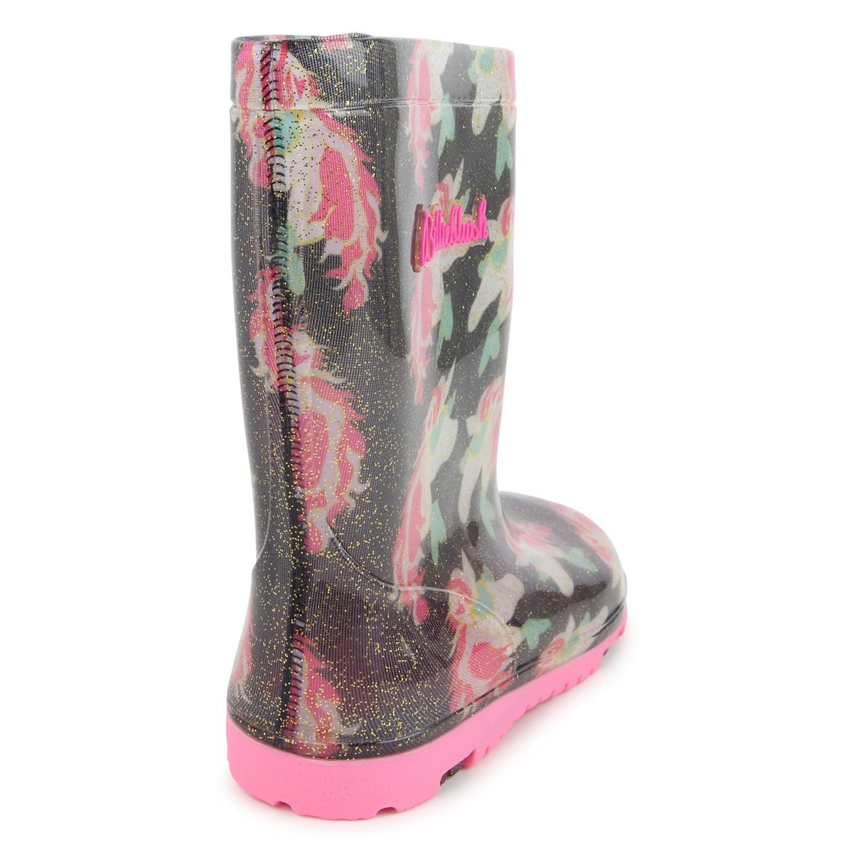 Girls Pink Glitter Rain Boots