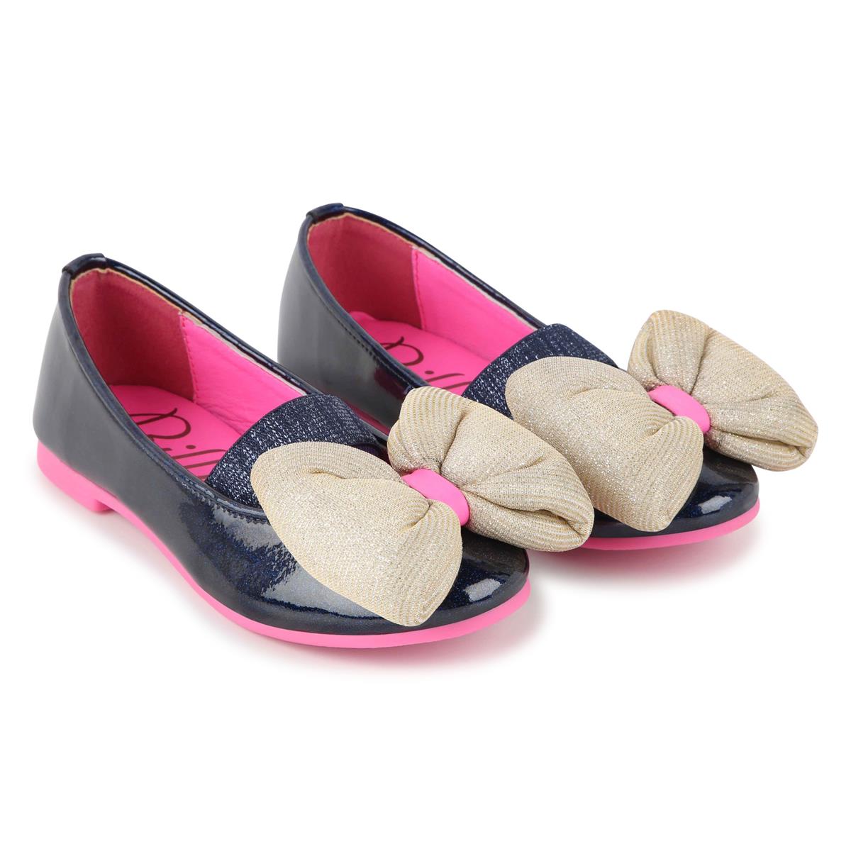 Girls Black Bow Flat Shoes