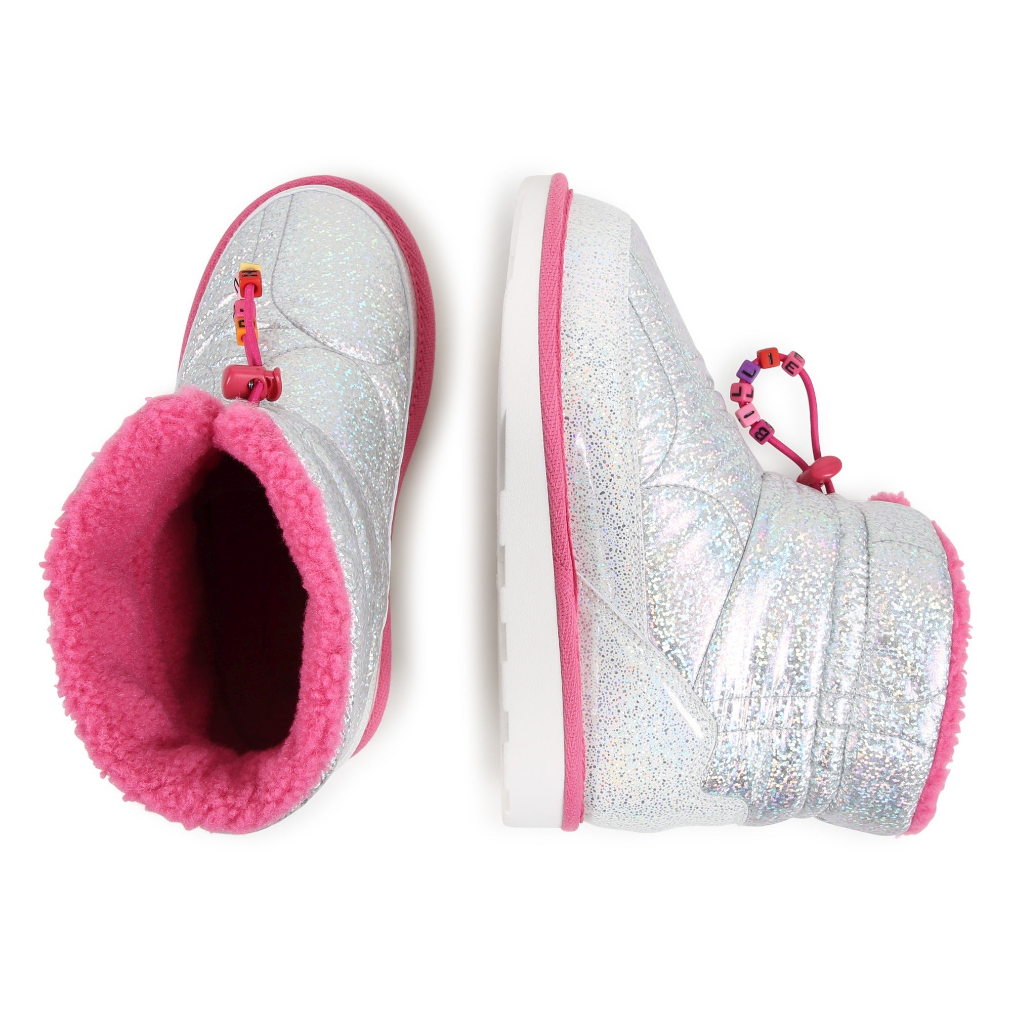 Girls Silver Glitter Boots