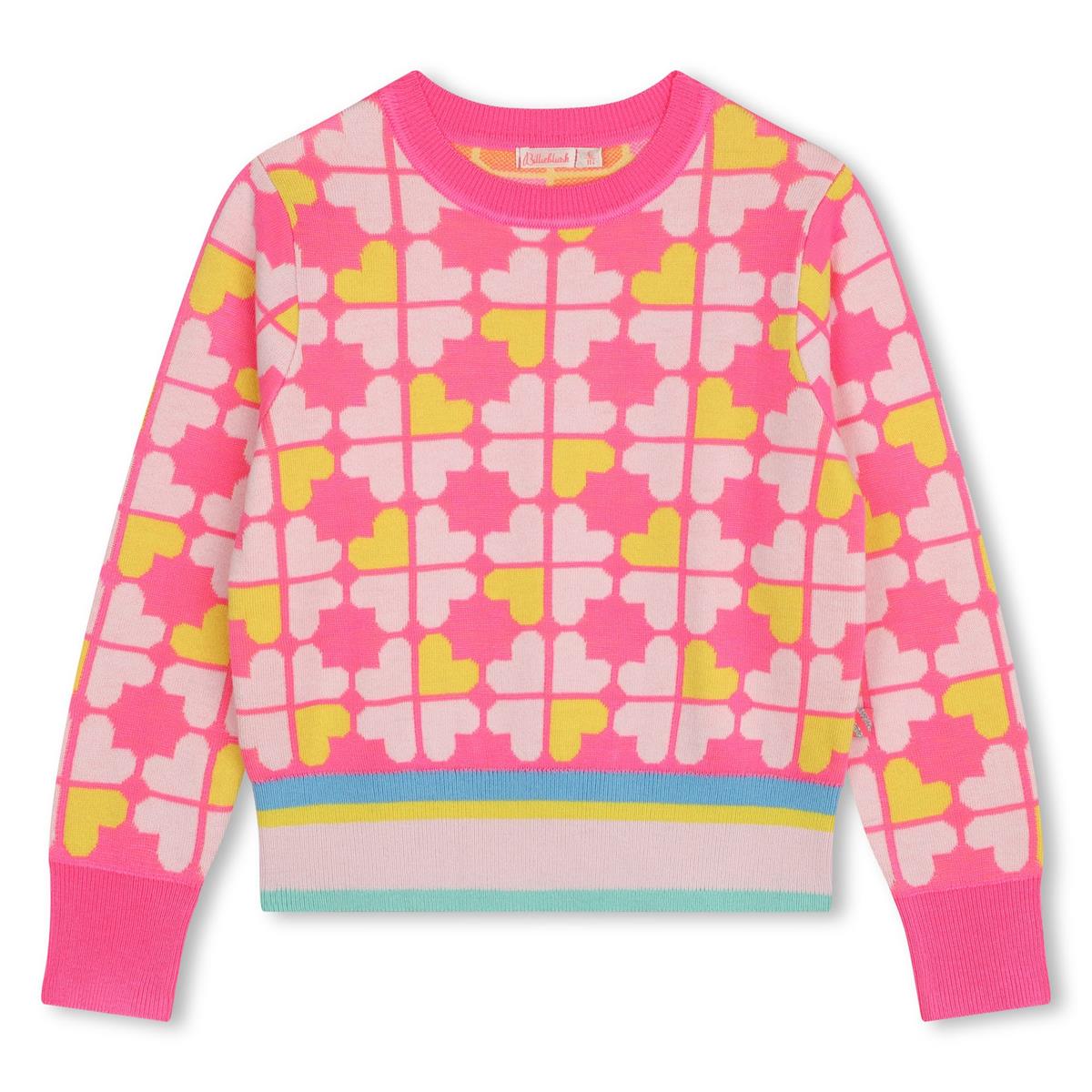 Girls Pink Jacquard Sweater