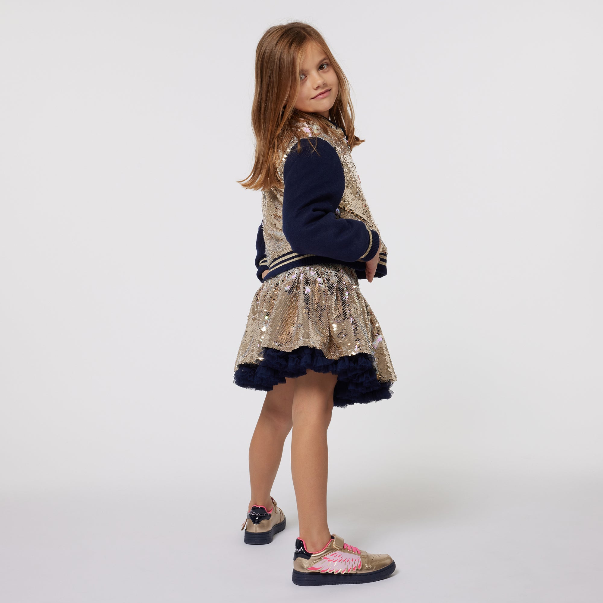 Girls Gold Sequin Skirt