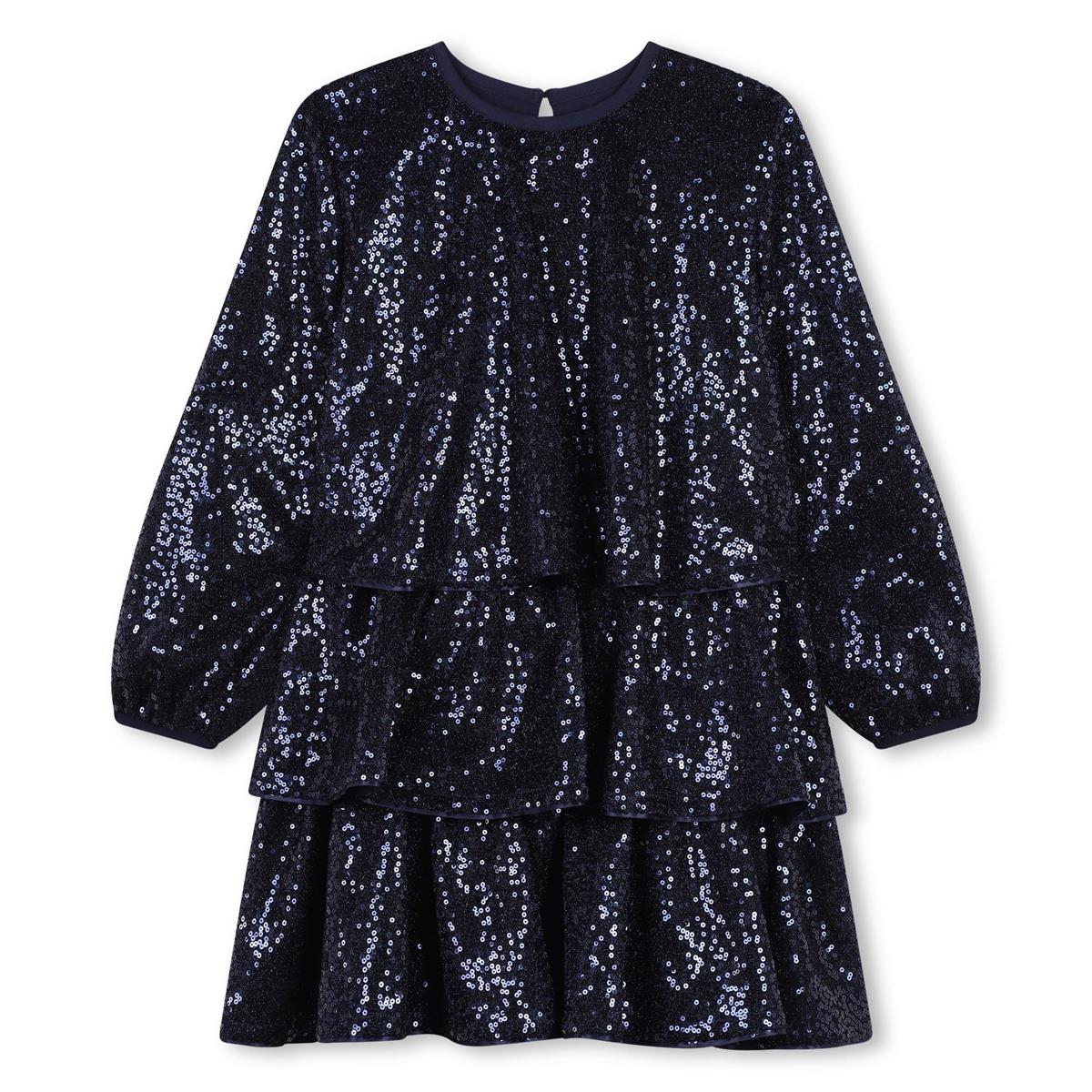 Girls Dark Blue Glitter Dress