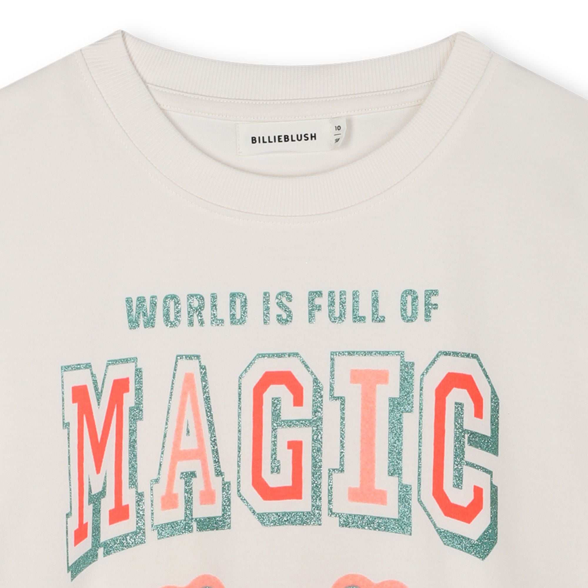 Girls White Printed Cotton T-Shirt