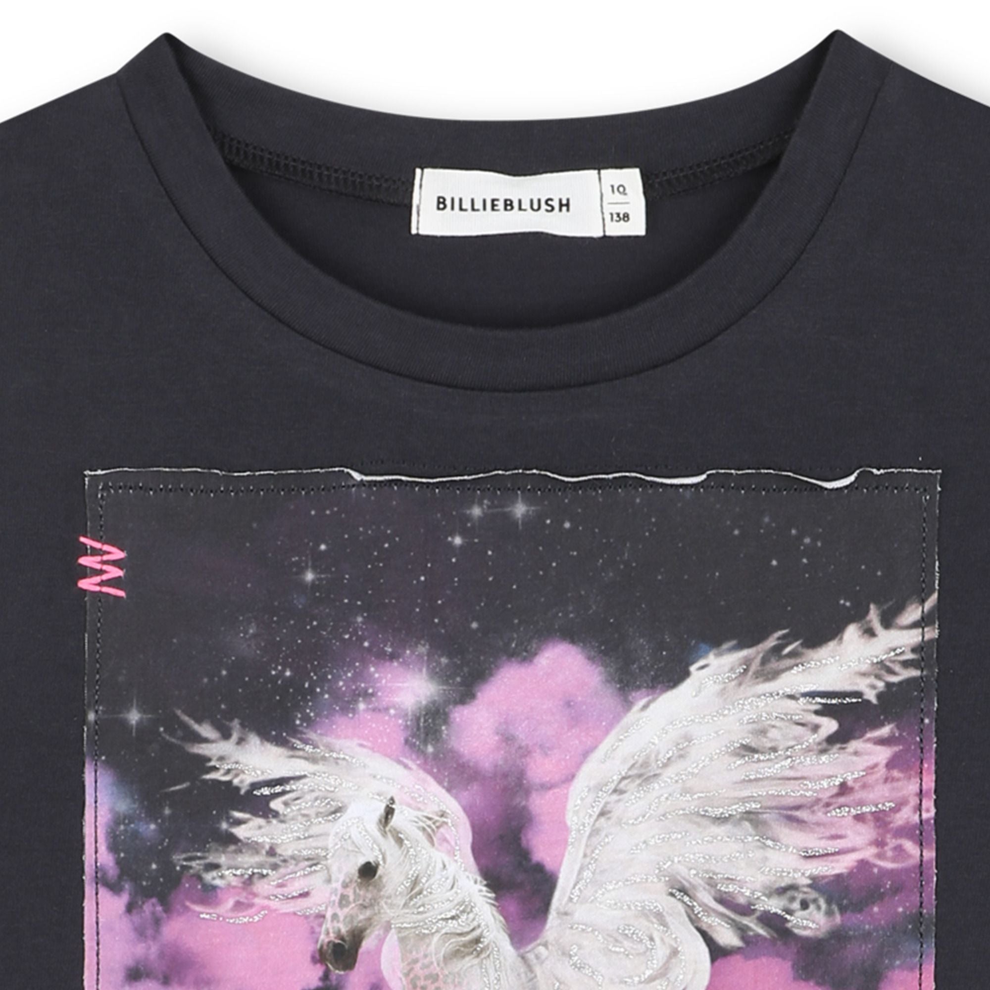 Girls Dark Grey Printed Cotton T-Shirt