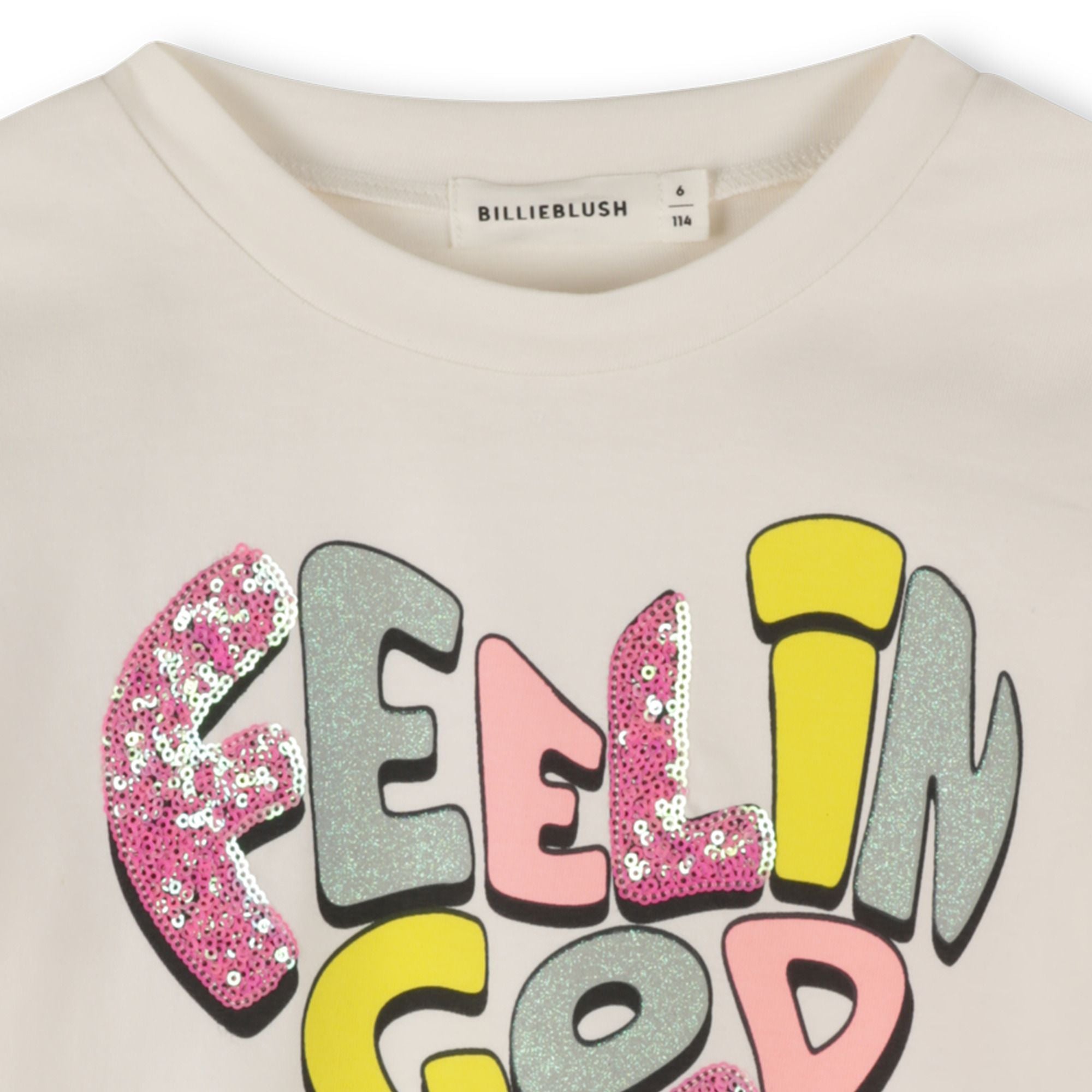 Girls Ivory Printed Cotton T-Shirt