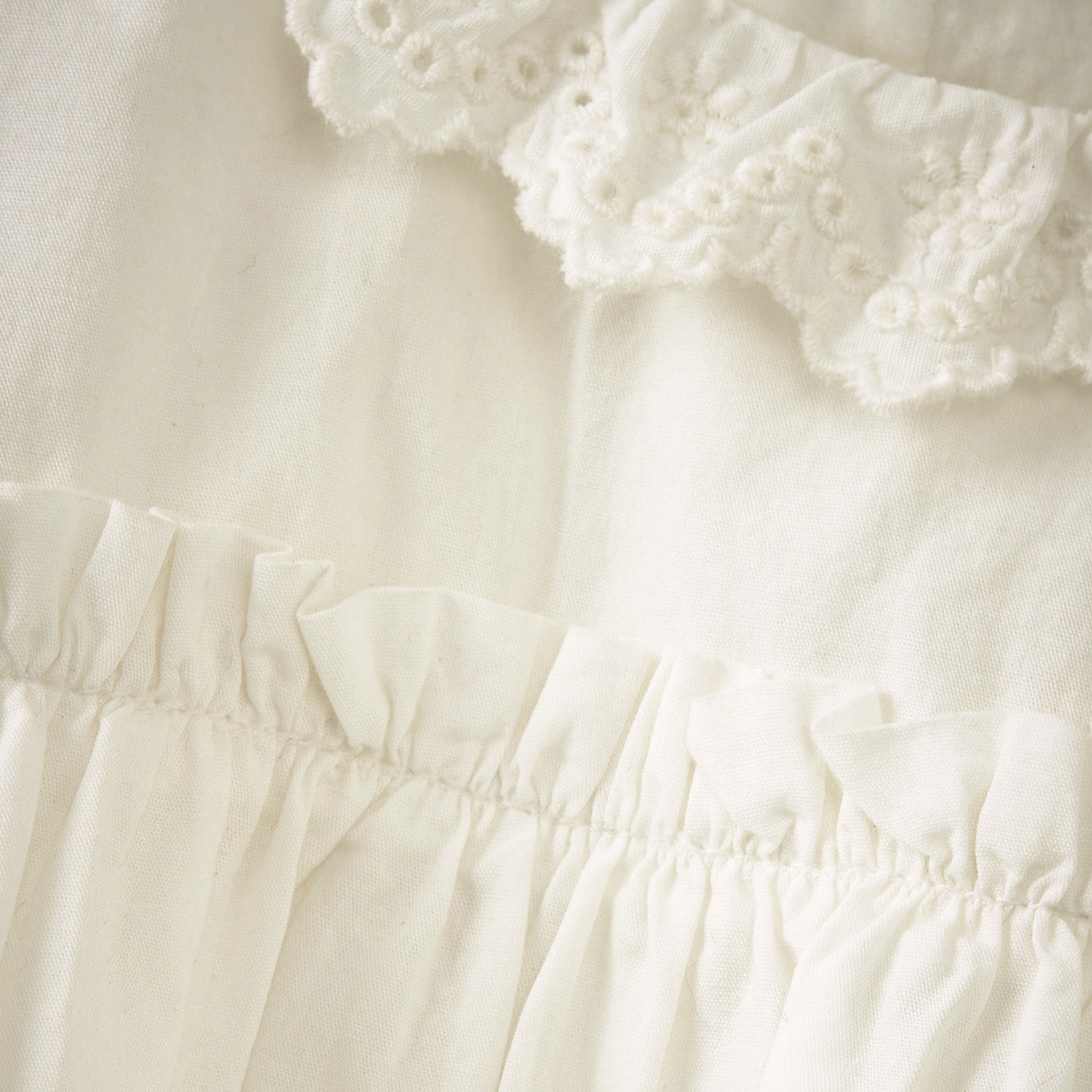 Girls White Ruffled Cotton Dress