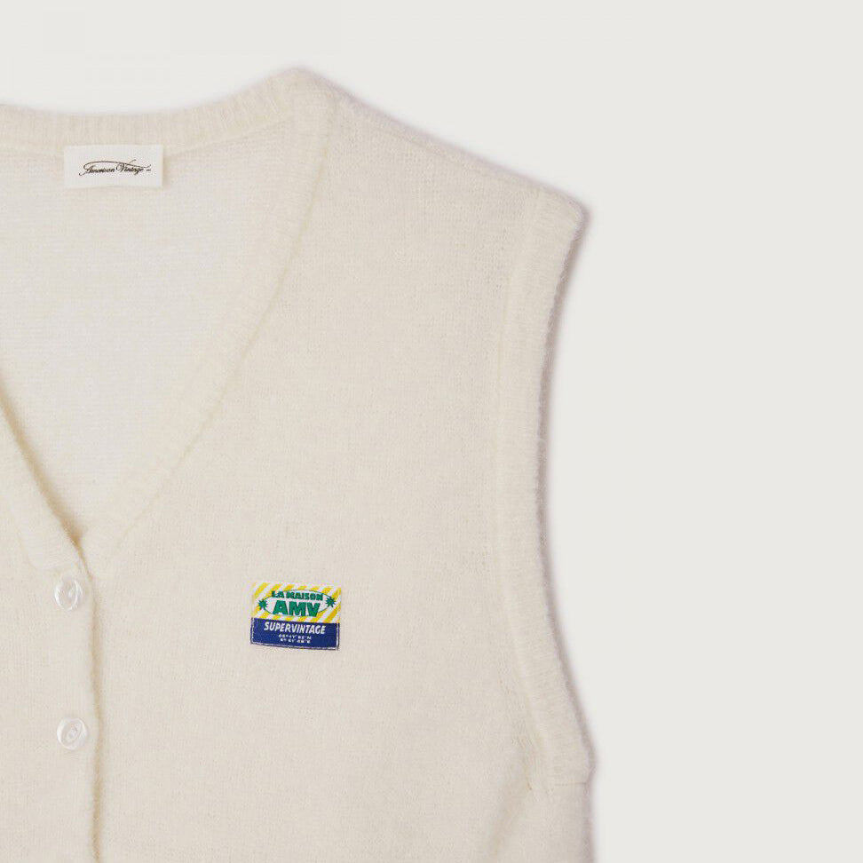 Women White Wool Gilet