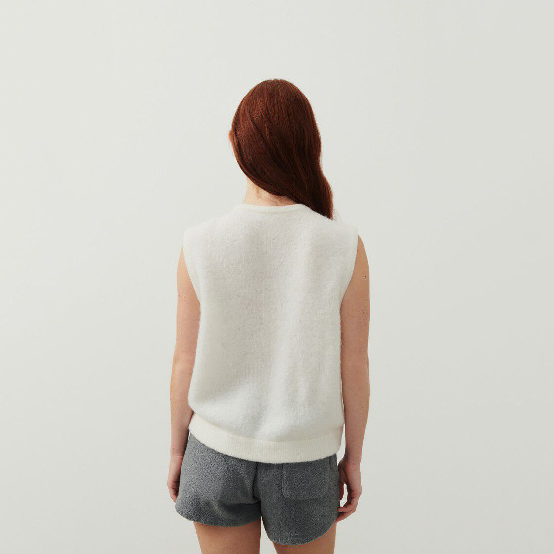 Women White Wool Gilet