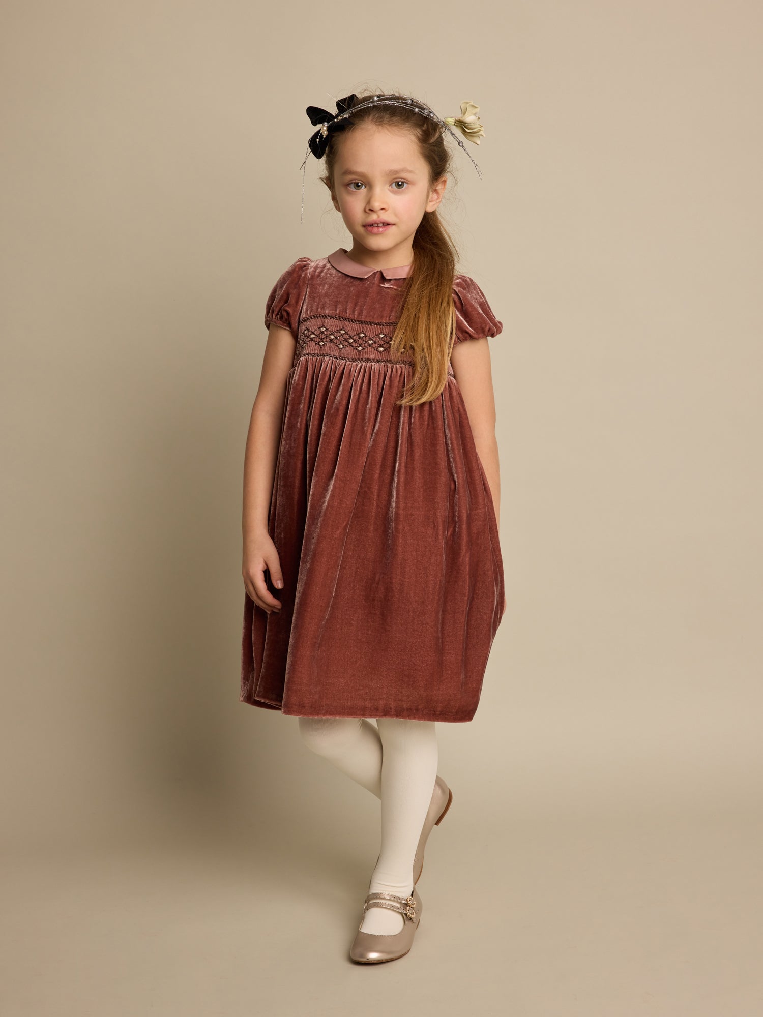 Girls Dark Pink Velvet Dress