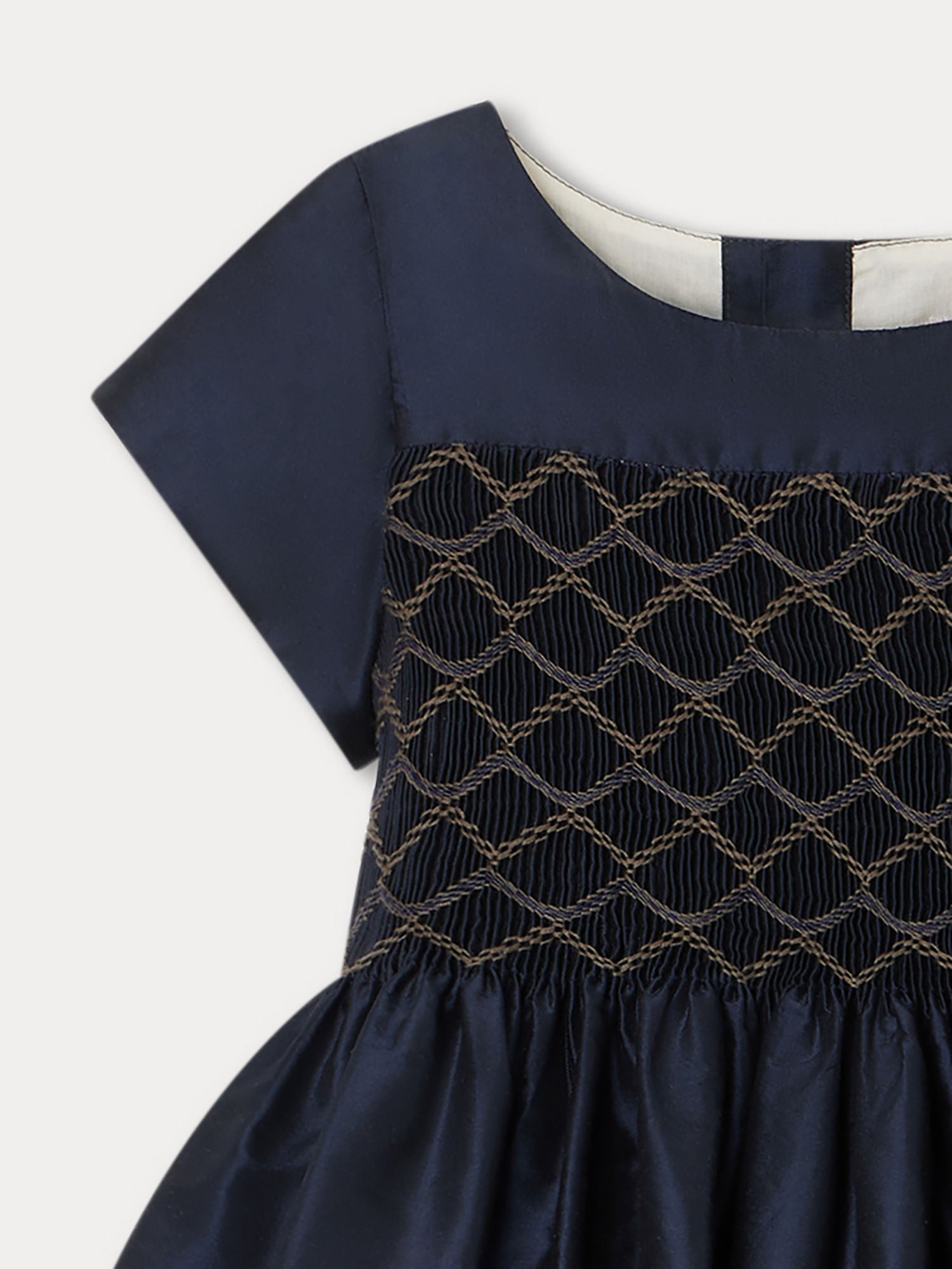 Girls Navy Silk Dress