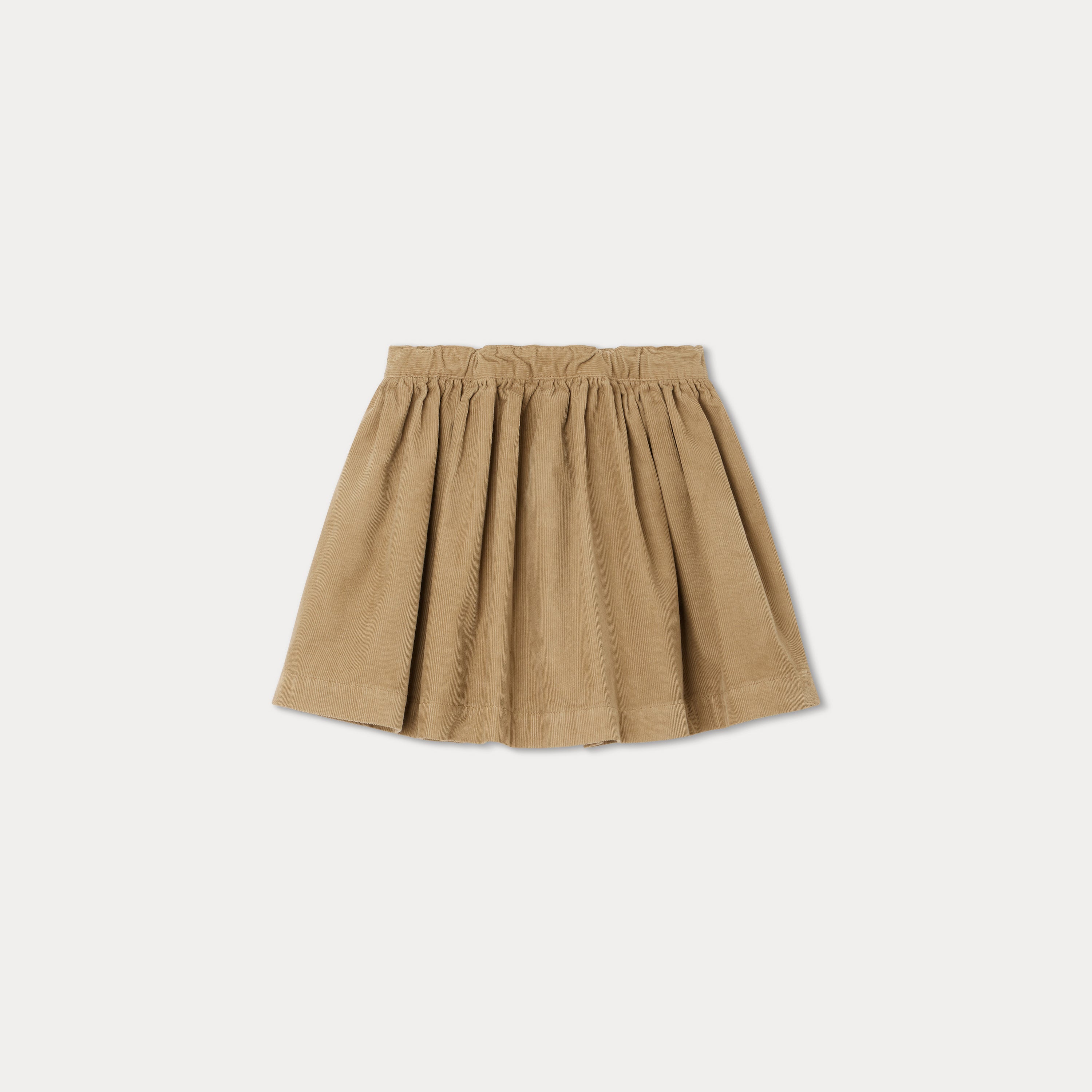 Girls Khaki Velvet Skirt