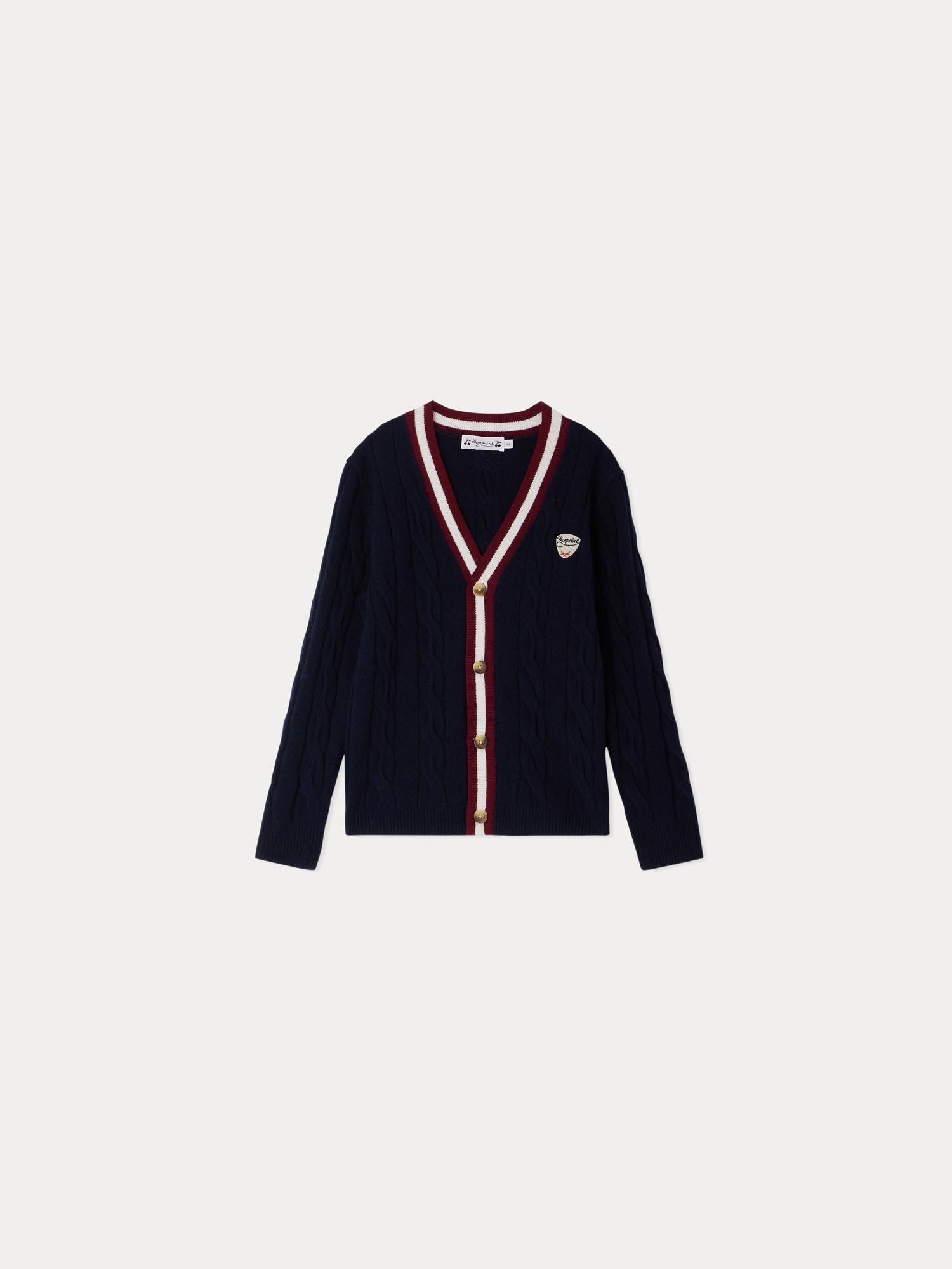 Boys Navy Wool Cardigan