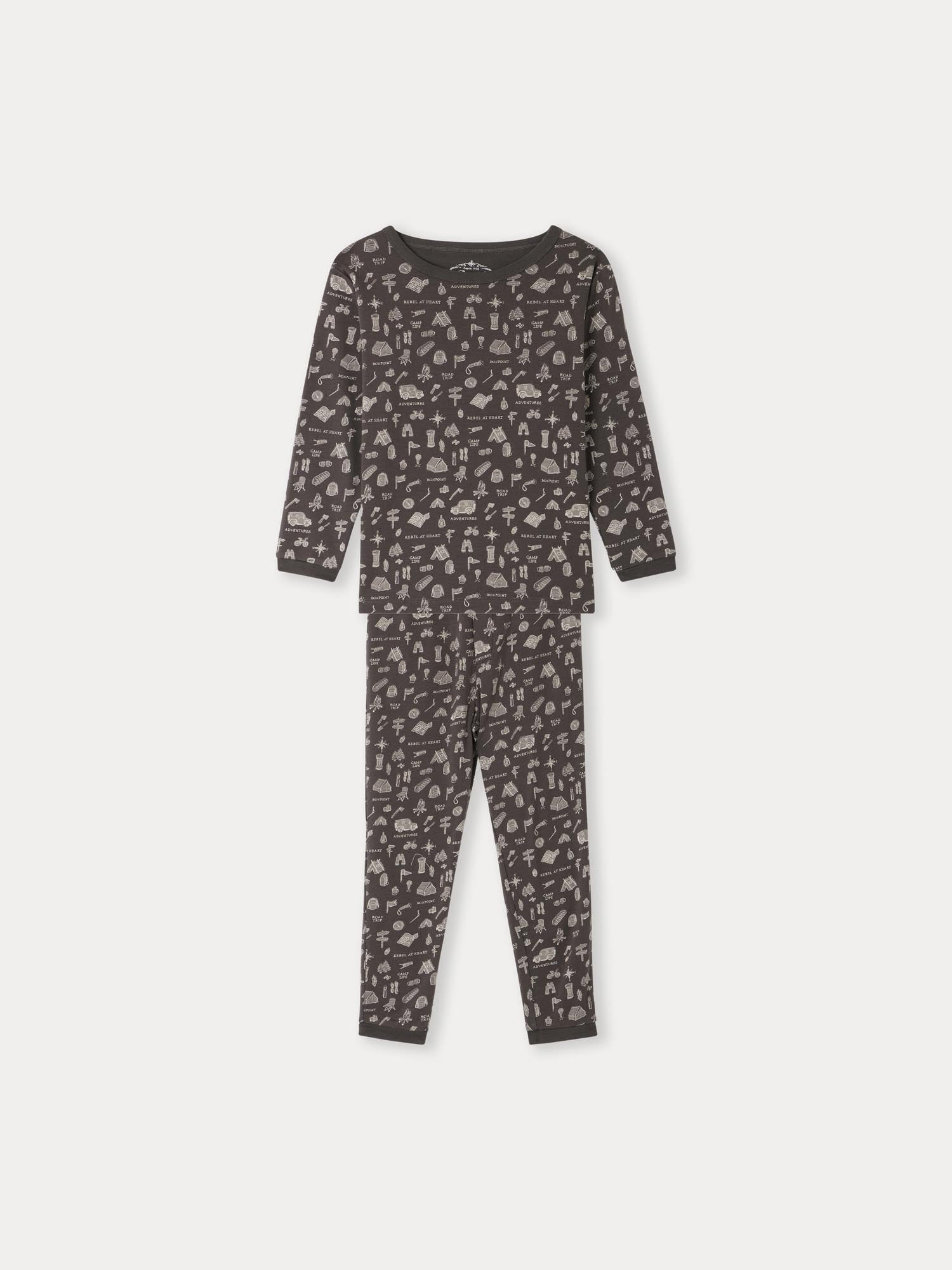 Boys Grey Printed Cotton Nightwear Set