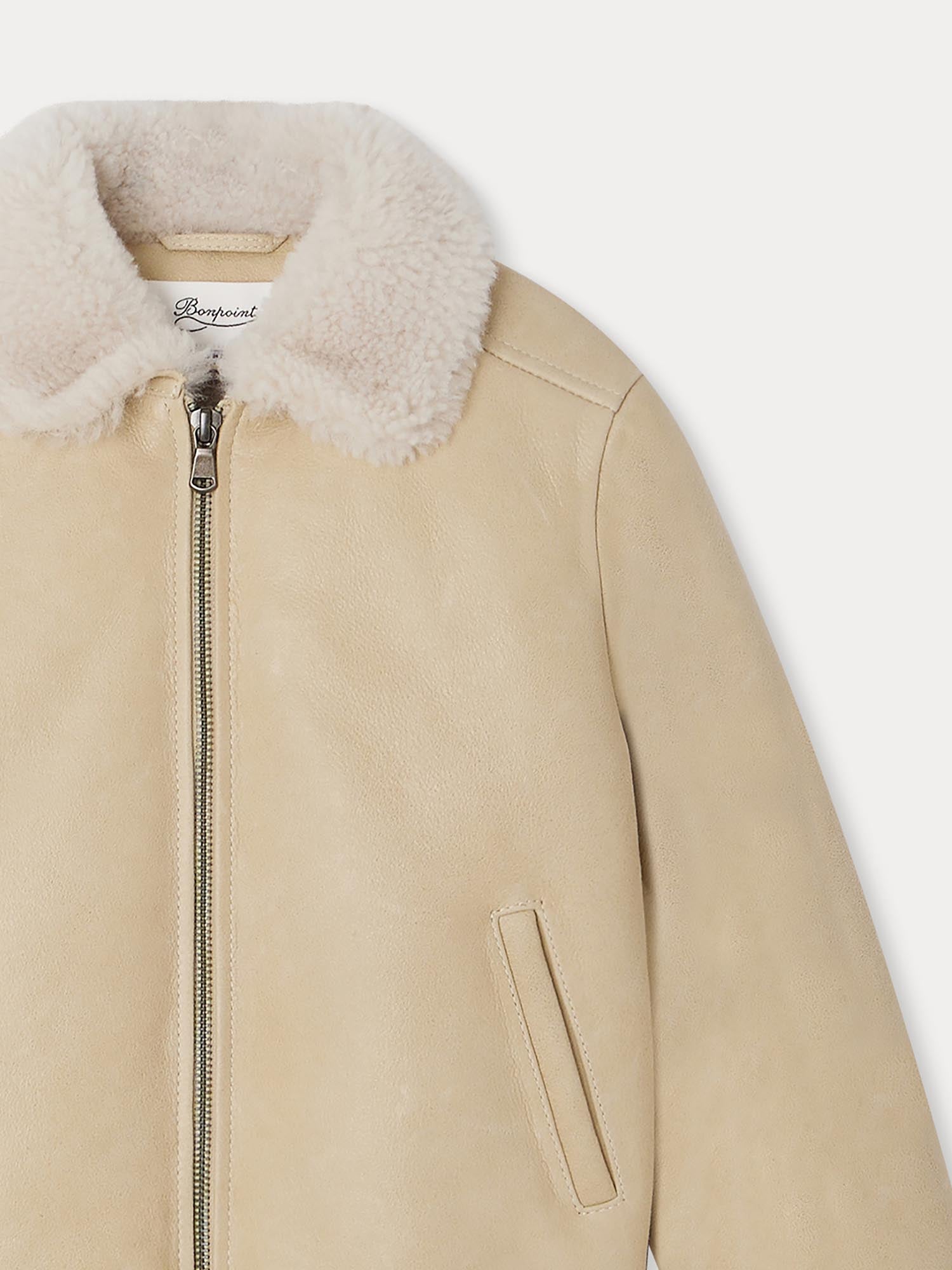 Boys Beige Zip-Up Jacket