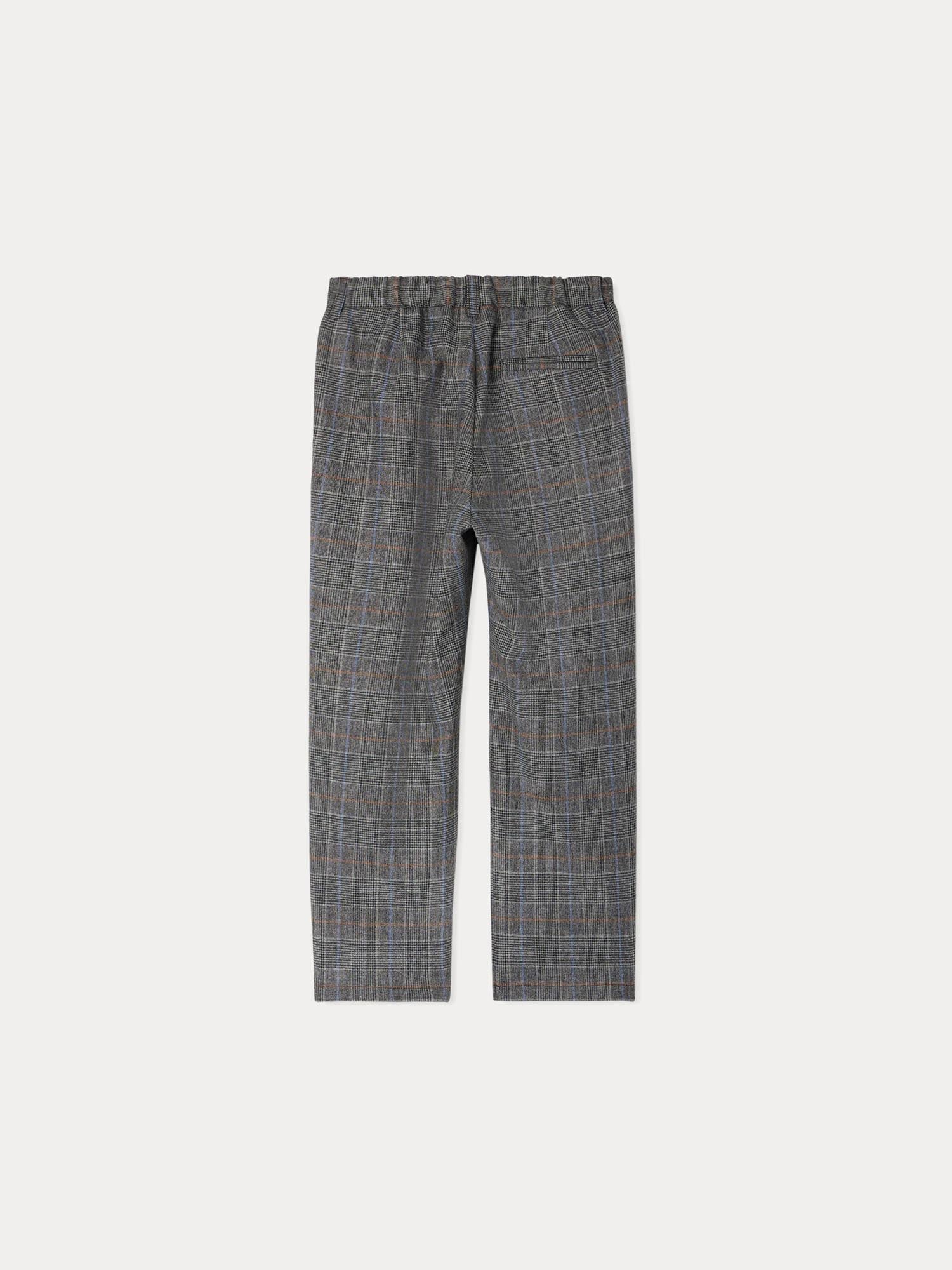 Boys Grey Check Wool Trousers