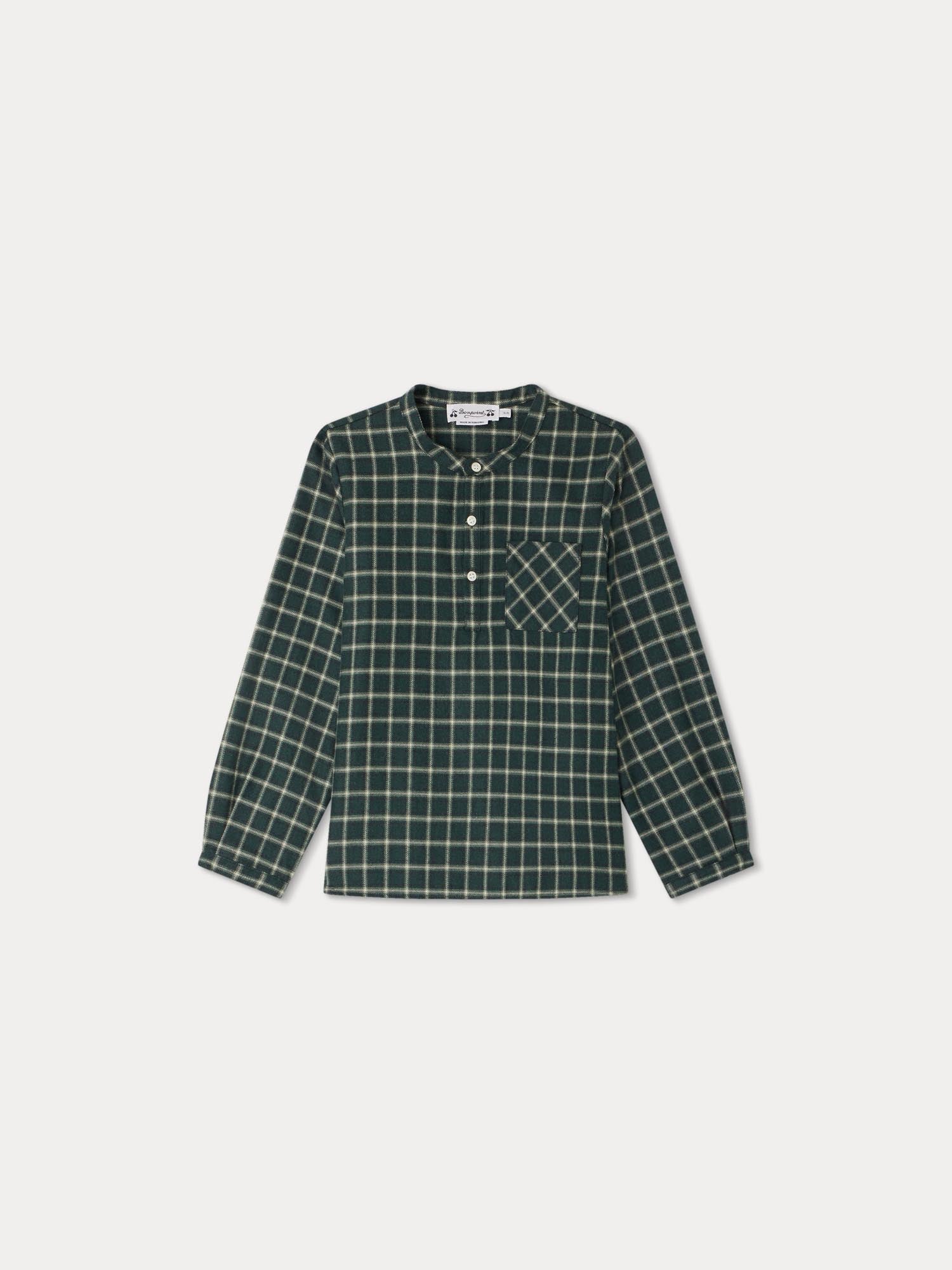 Boys Green Check Cotton Shirt