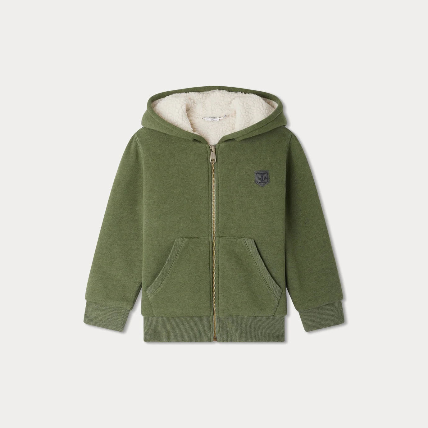 Boys Green Cotton Zip-Up Top