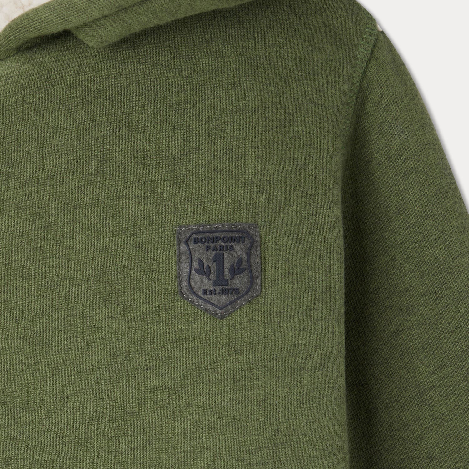 Boys Green Cotton Zip-Up Top