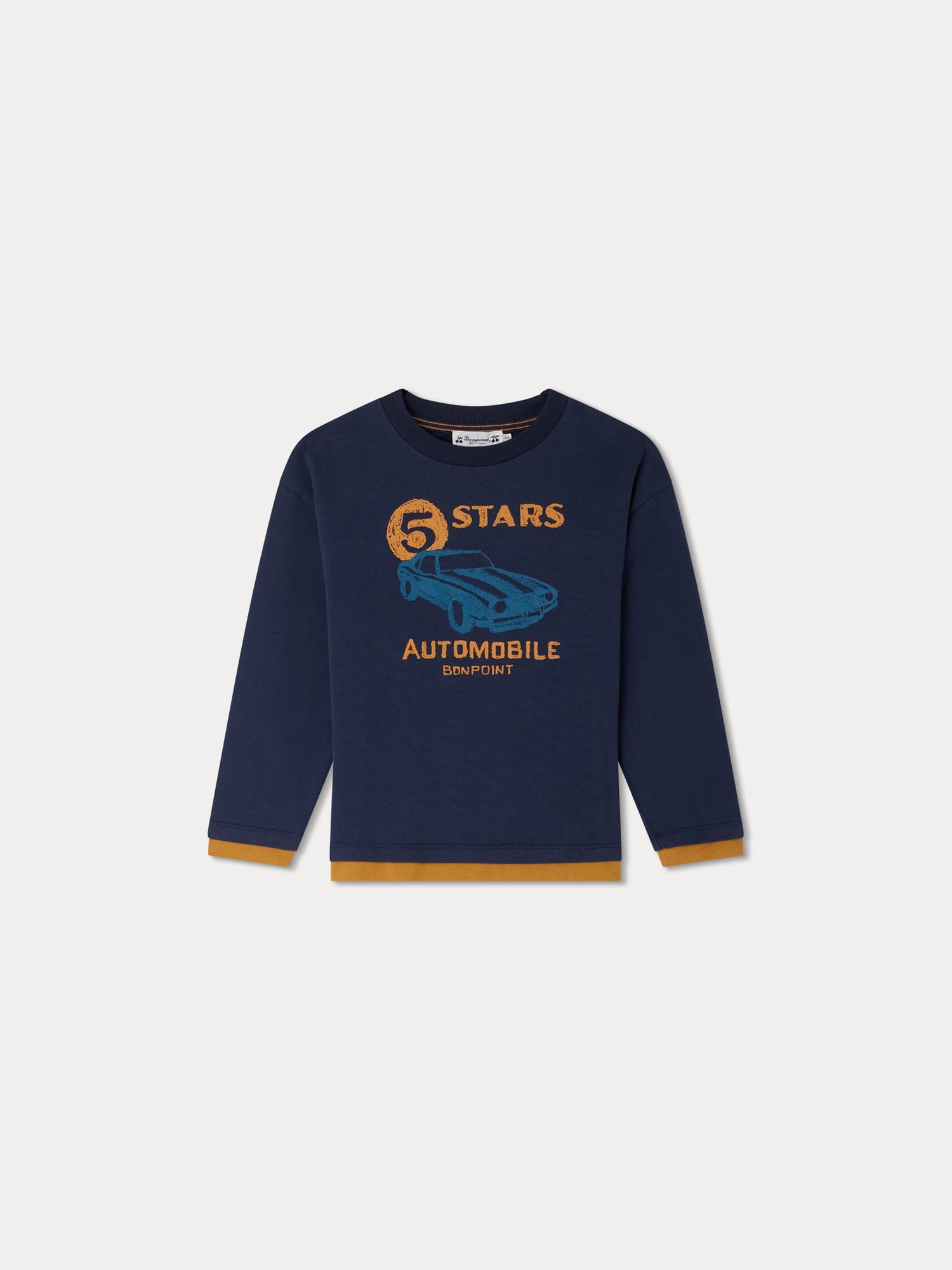 Boys Navy Printed Cotton T-Shirt