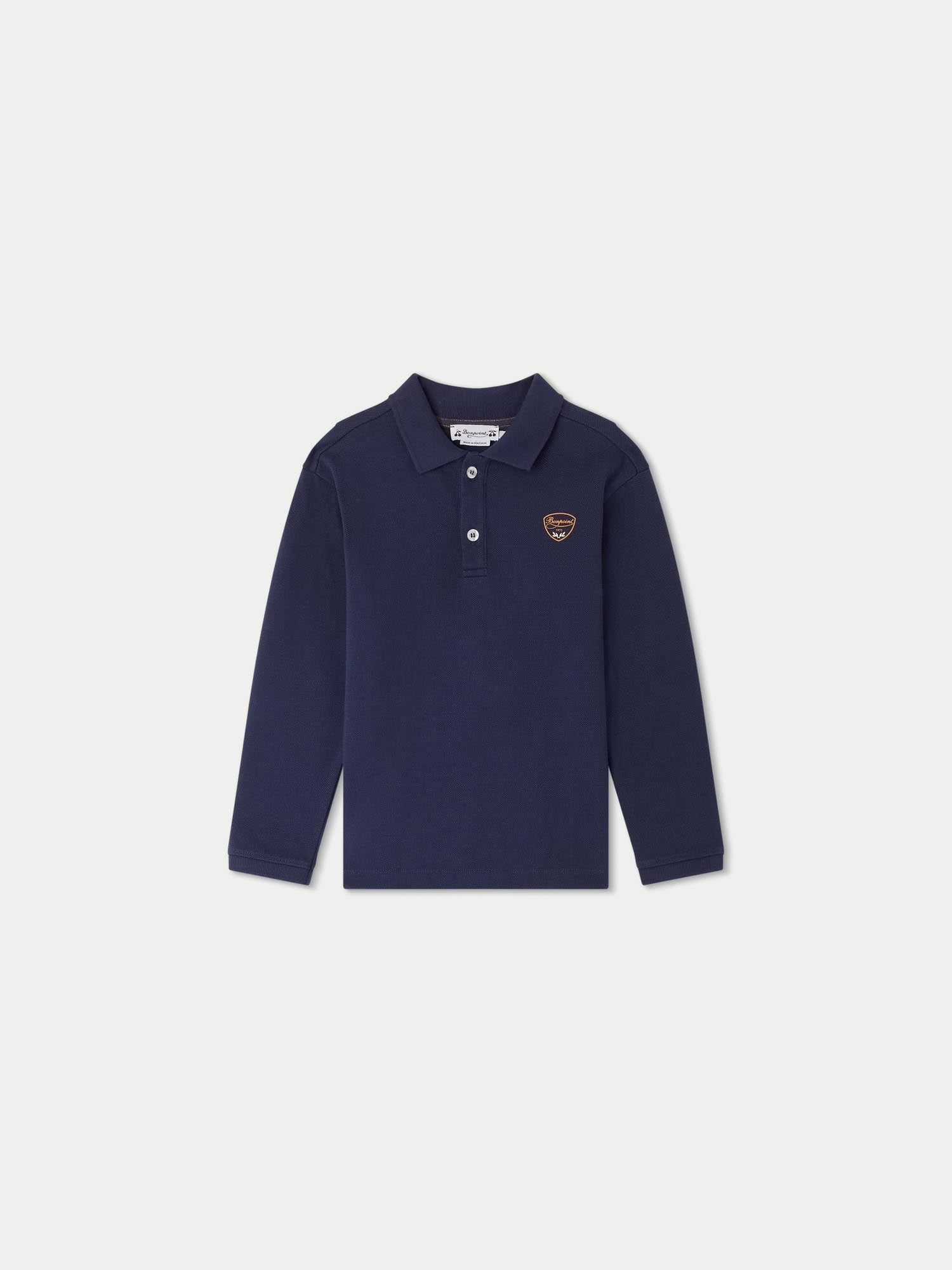 Boys Dark Blue Cotton Polo Shirt