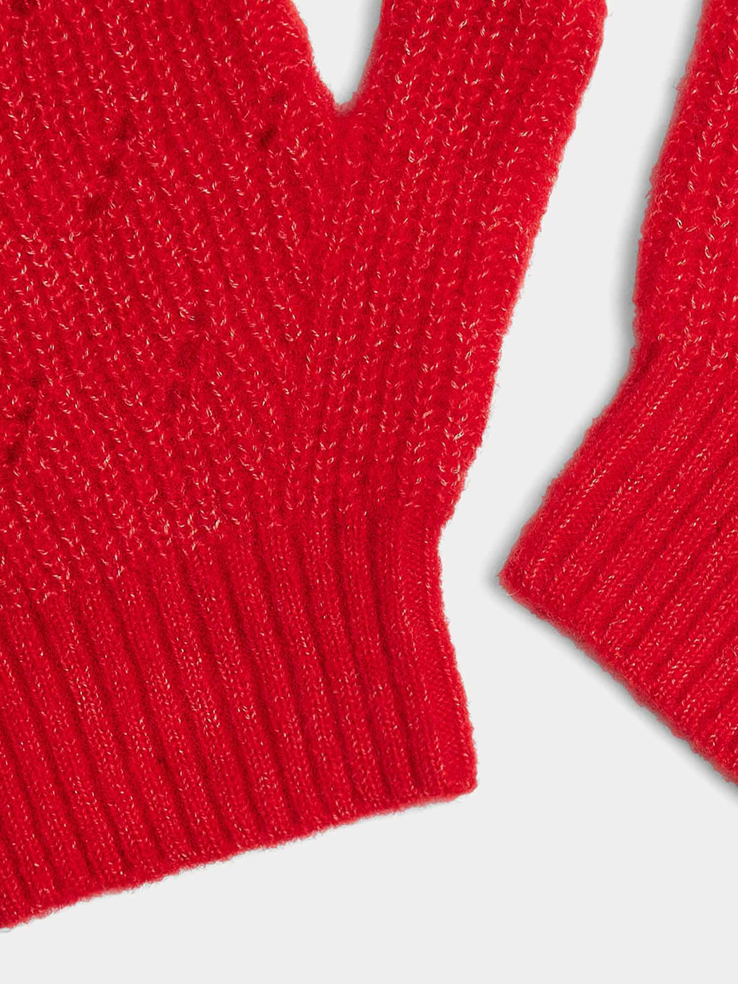 Girls Red Wool Gloves