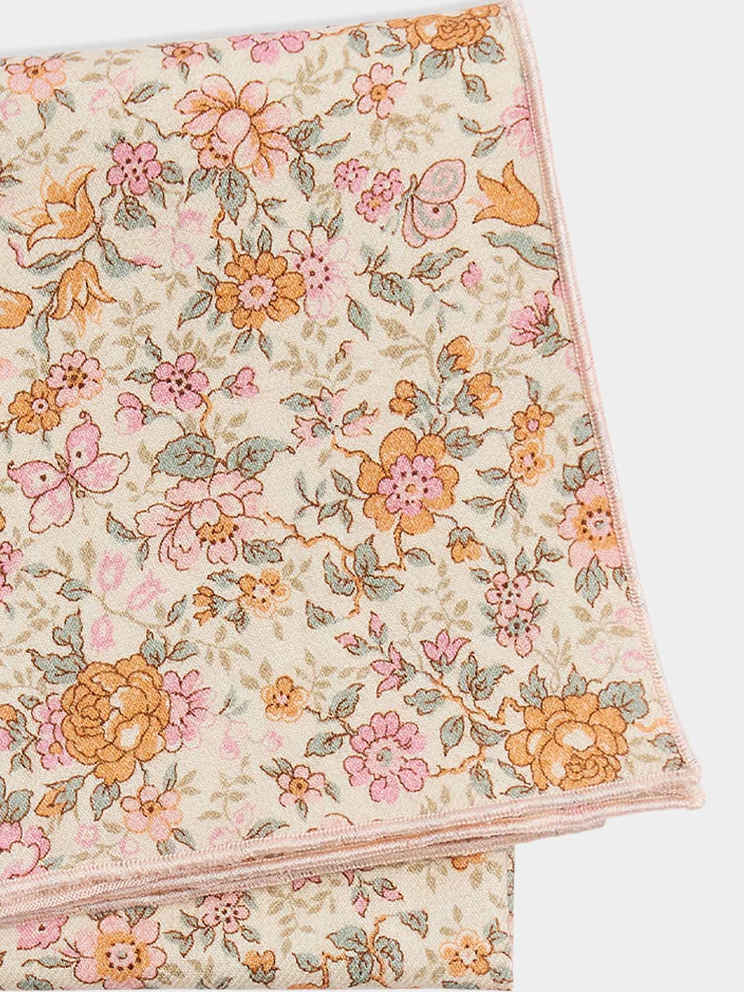 Girls Rose Floral Cotton Scarf(50x50cm)