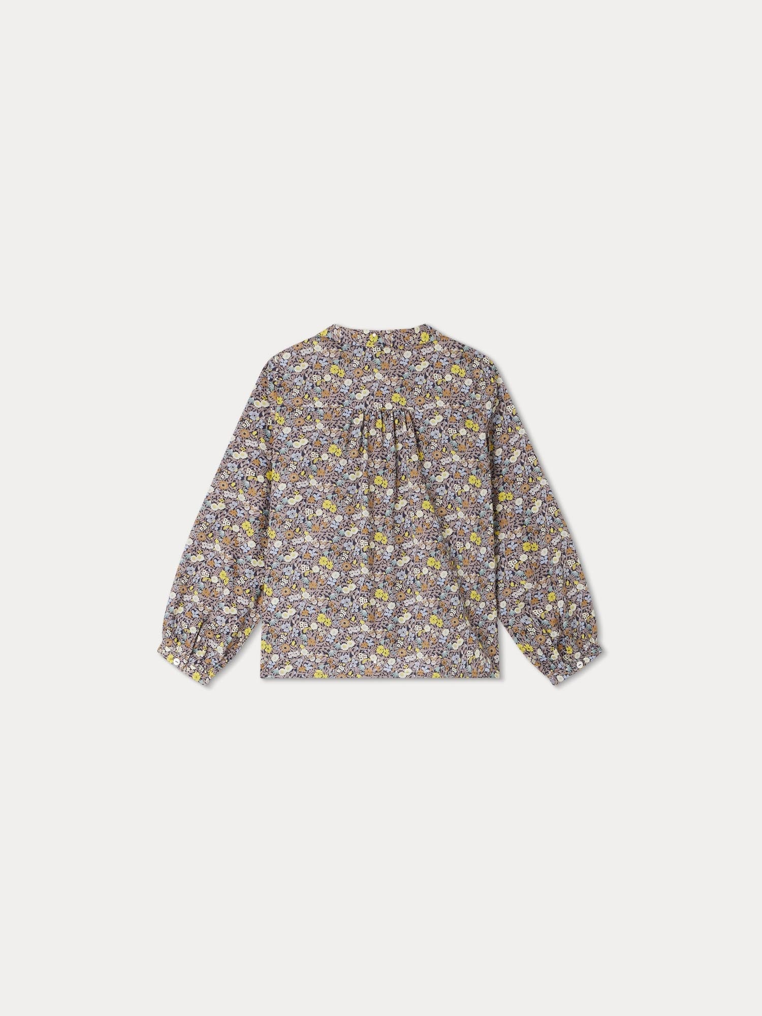 Girls Grey Floral Cotton Shirt