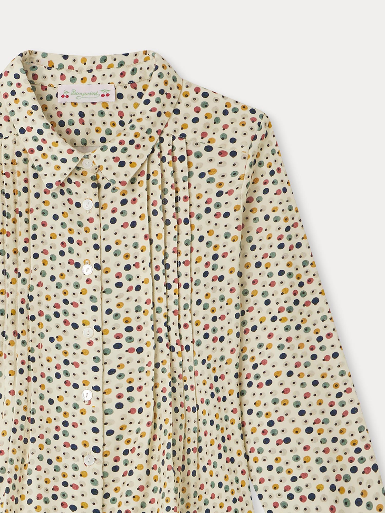 Girls Multicolor Dots Cotton Shirt