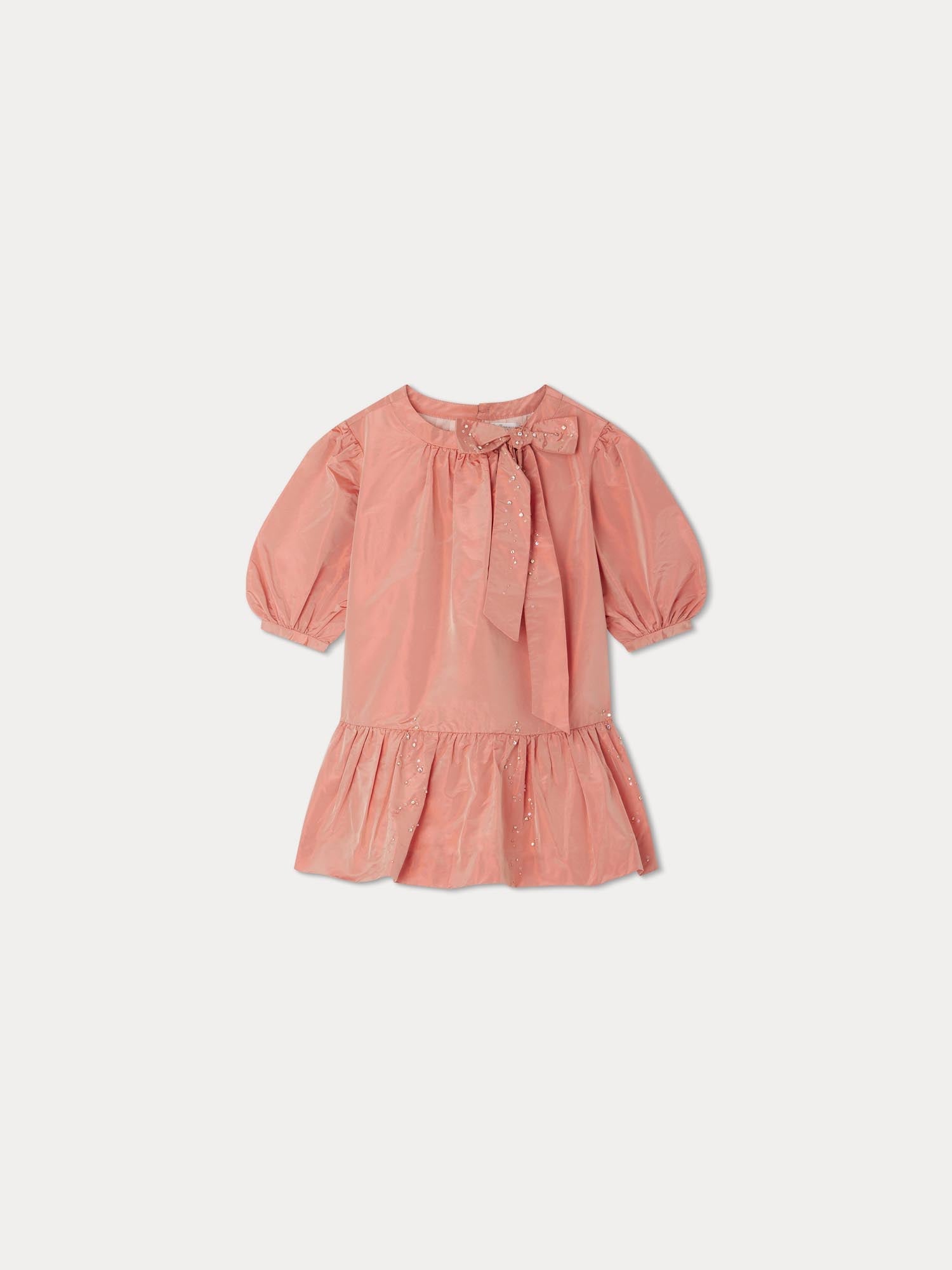 Girls Pink Silk Dress