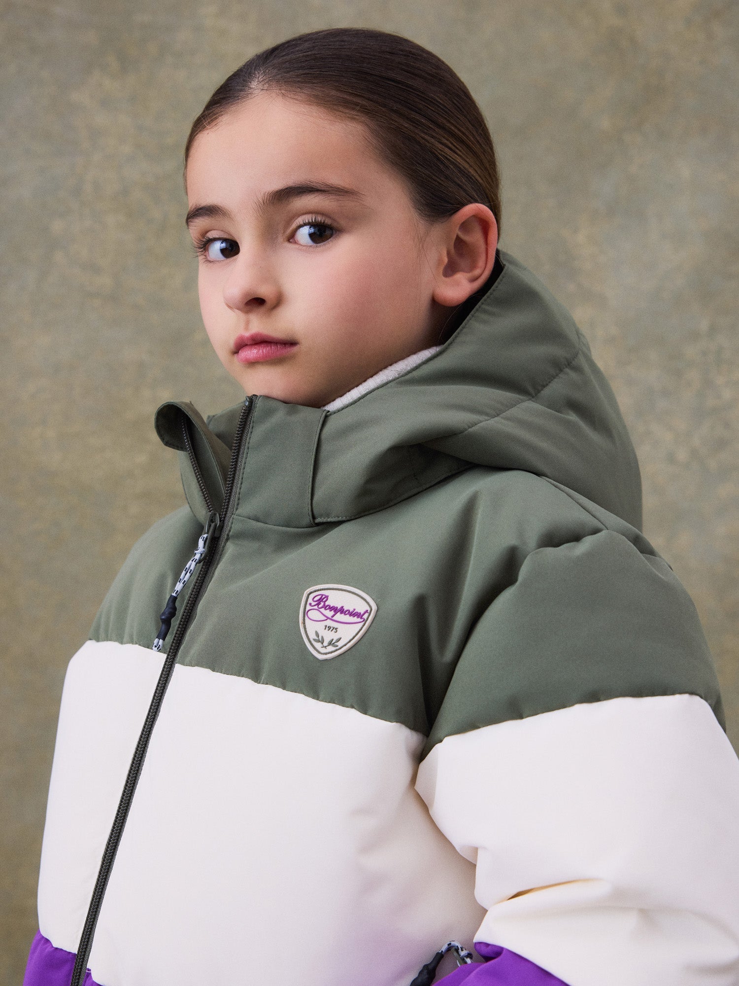 Girls Tricolor Ski Padded Down Jacket