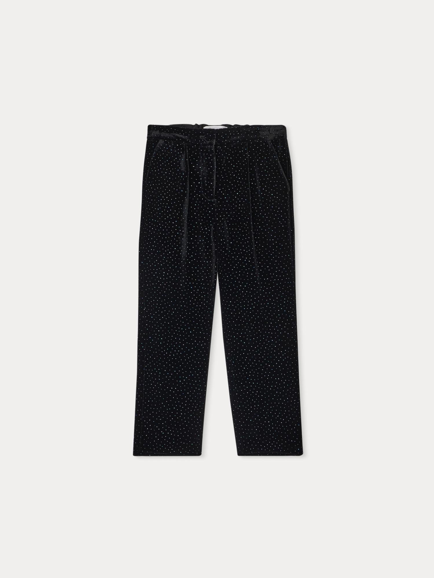 Girls Black Glitter Trousers