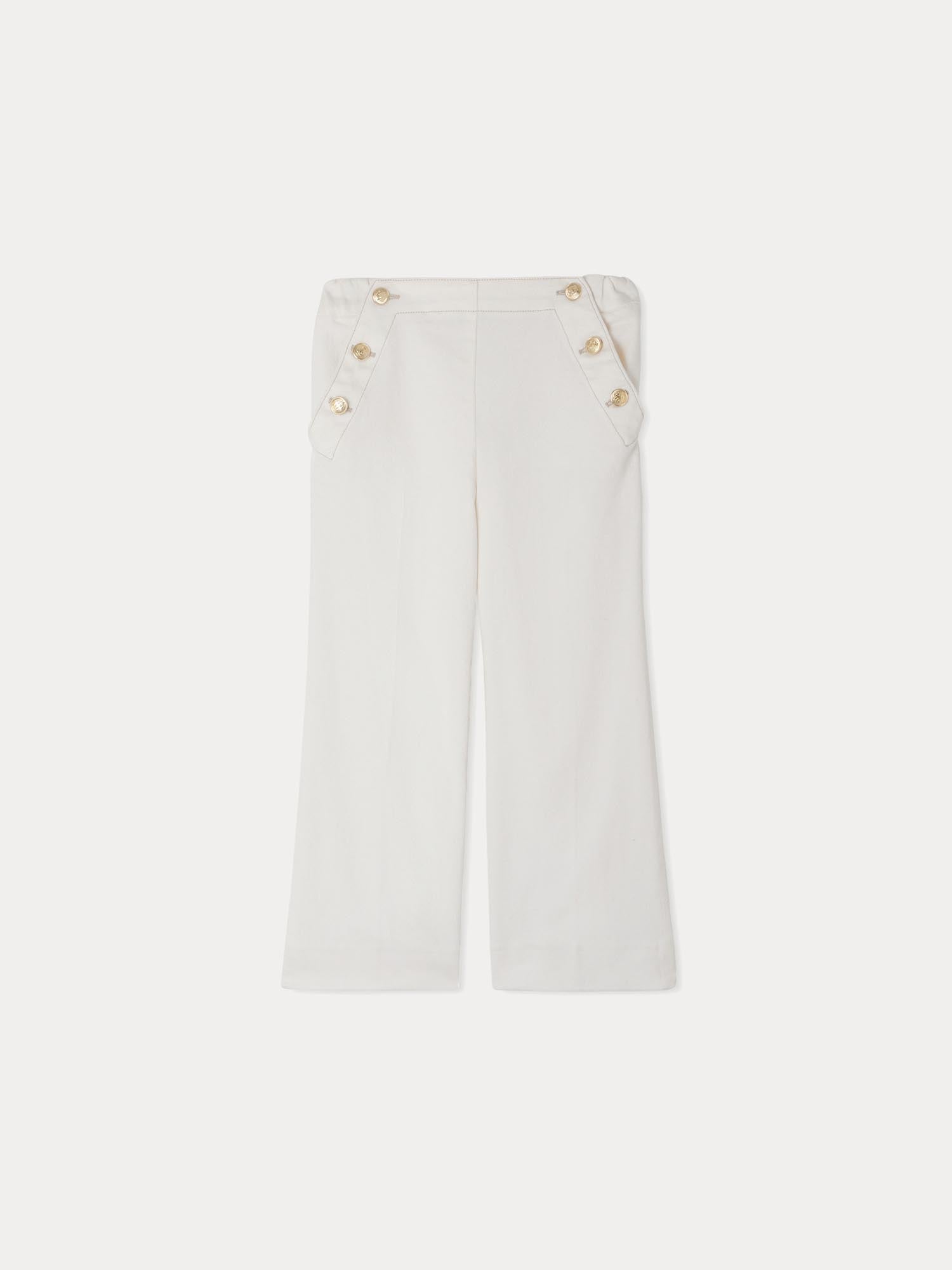 Girls White Denim Trousers