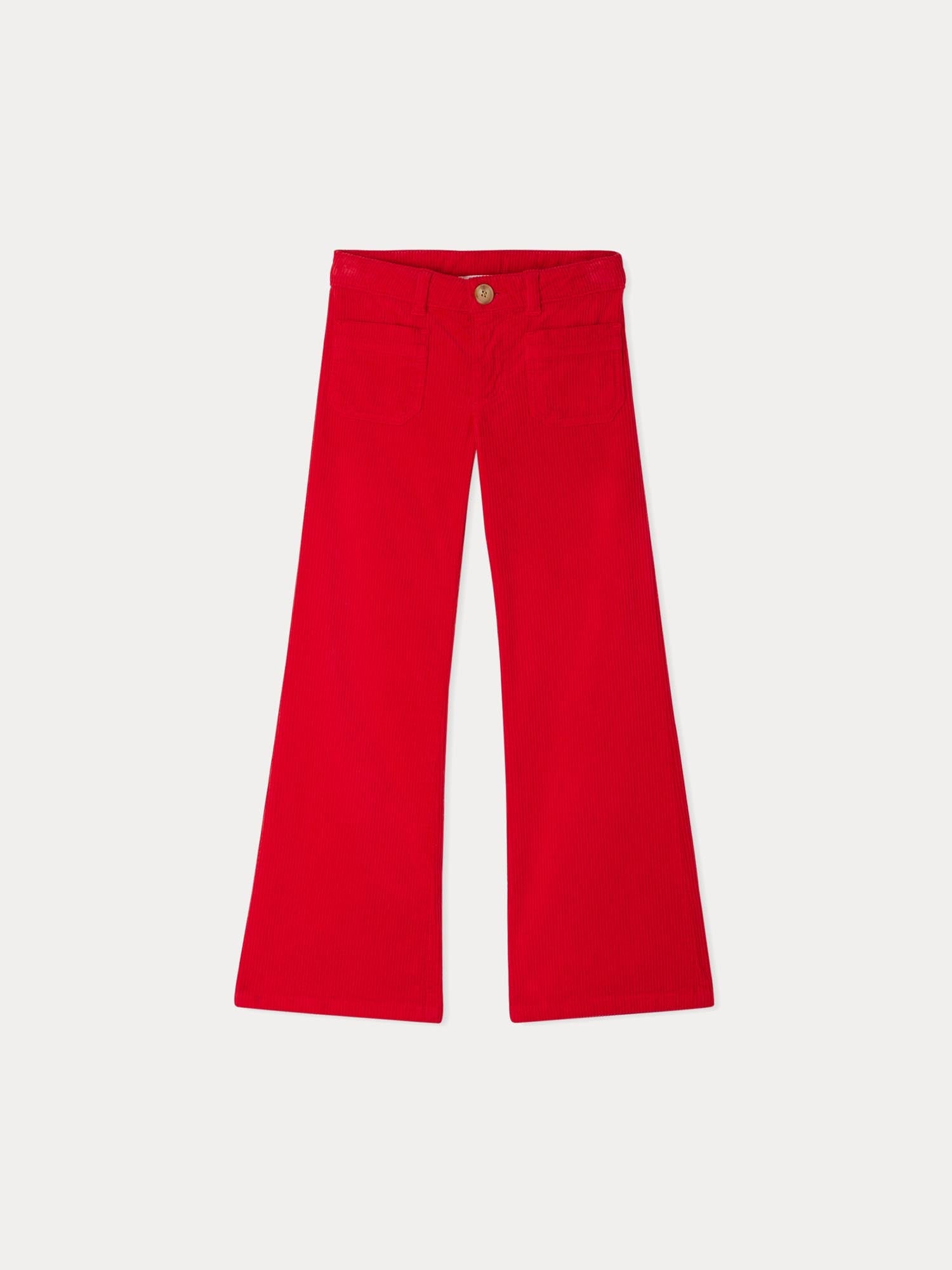 Girls Red Cotton Trousers