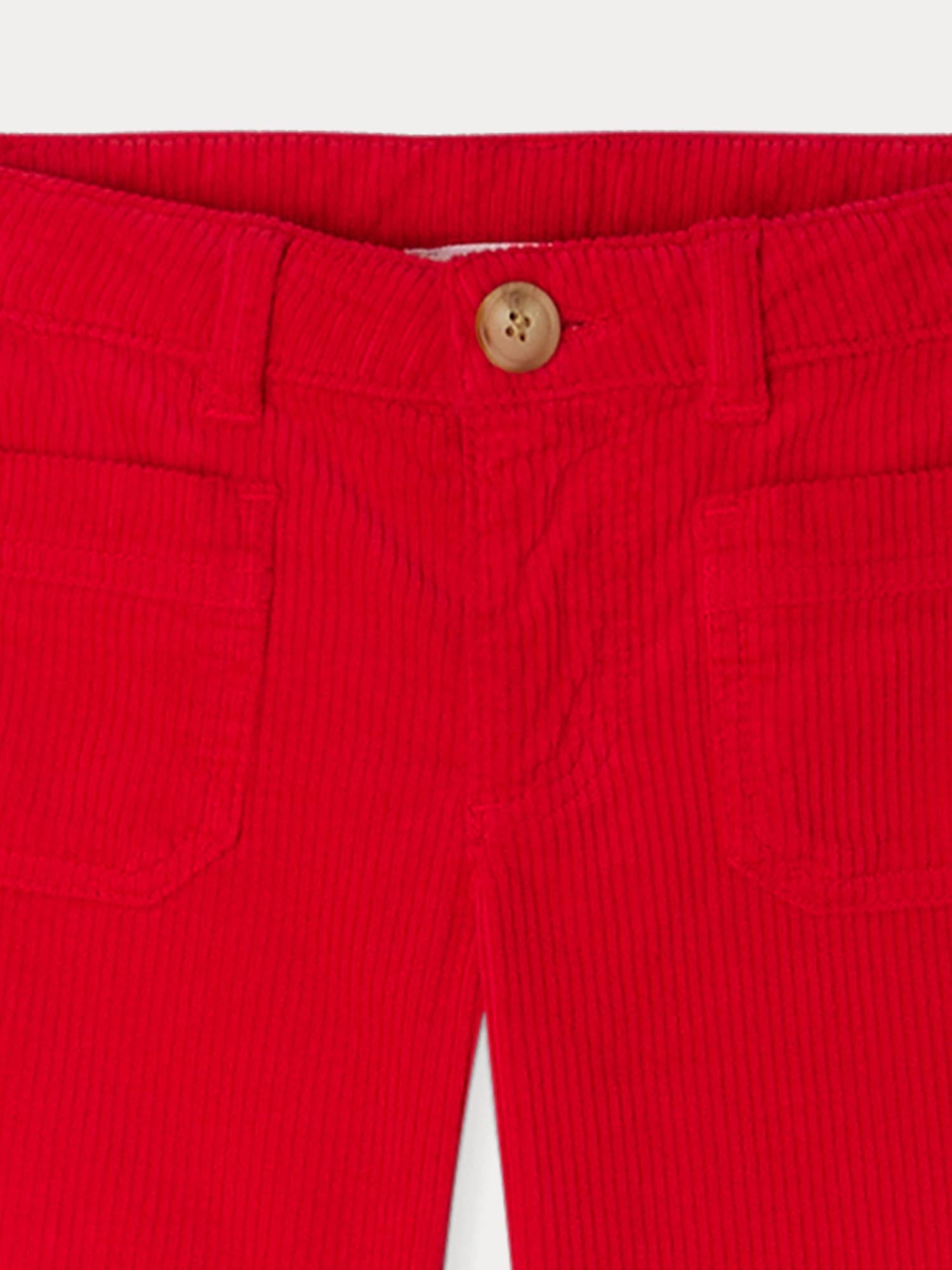 Girls Red Cotton Trousers