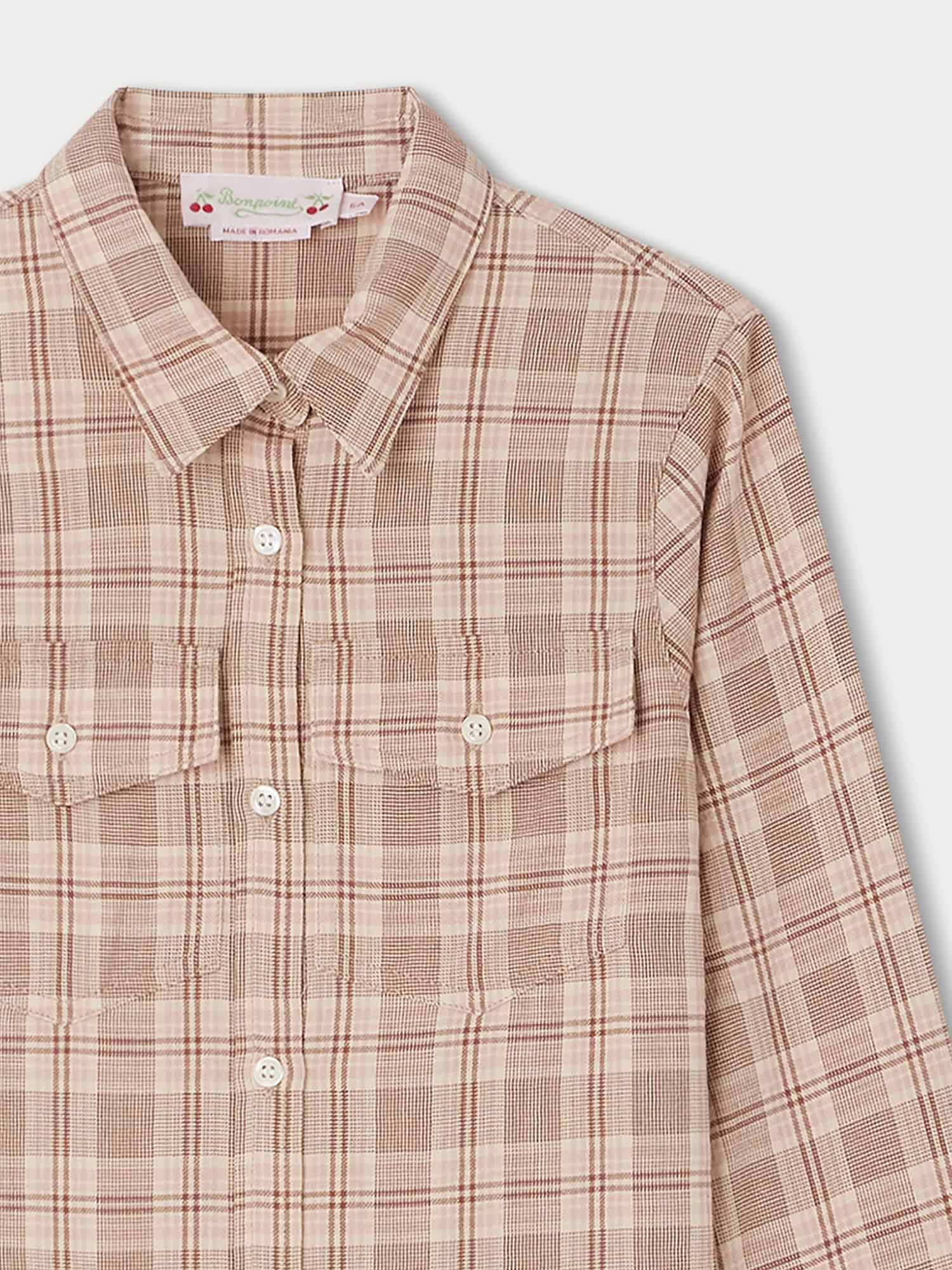 Girls Rose Check Shirt