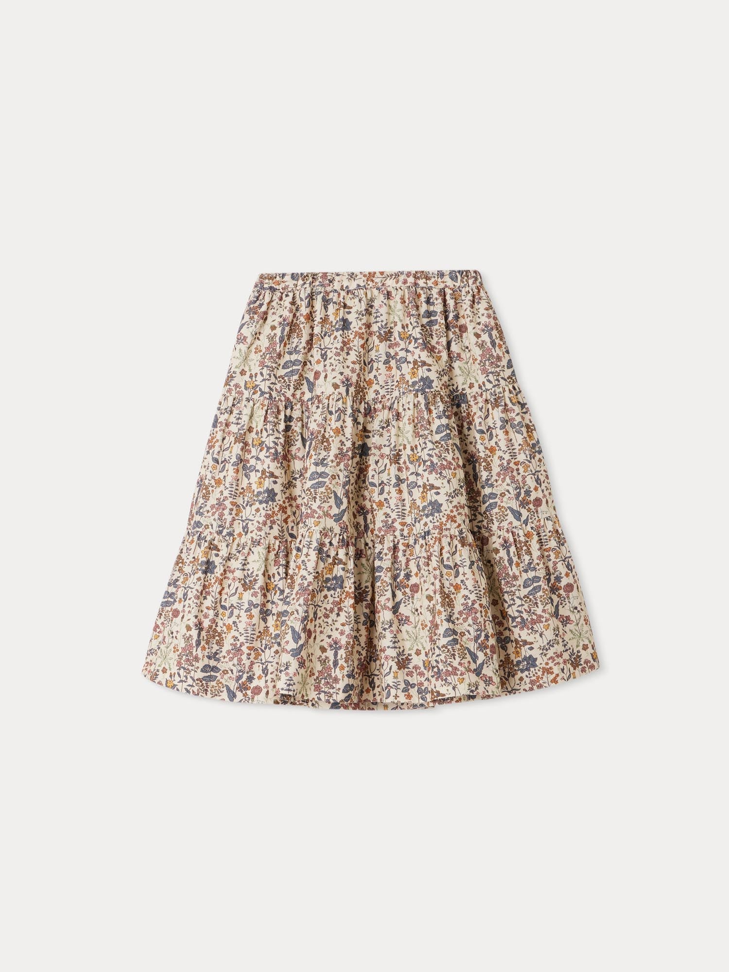 Girls Multicolor Floral Cotton Skirt