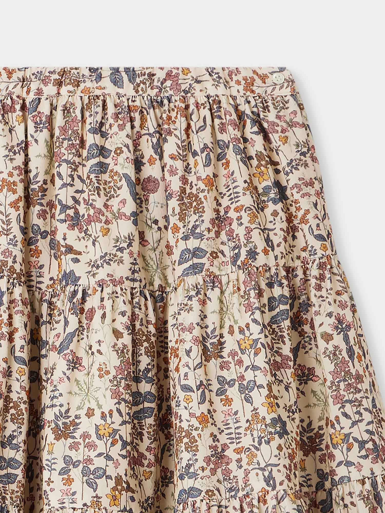 Girls Multicolor Floral Cotton Skirt