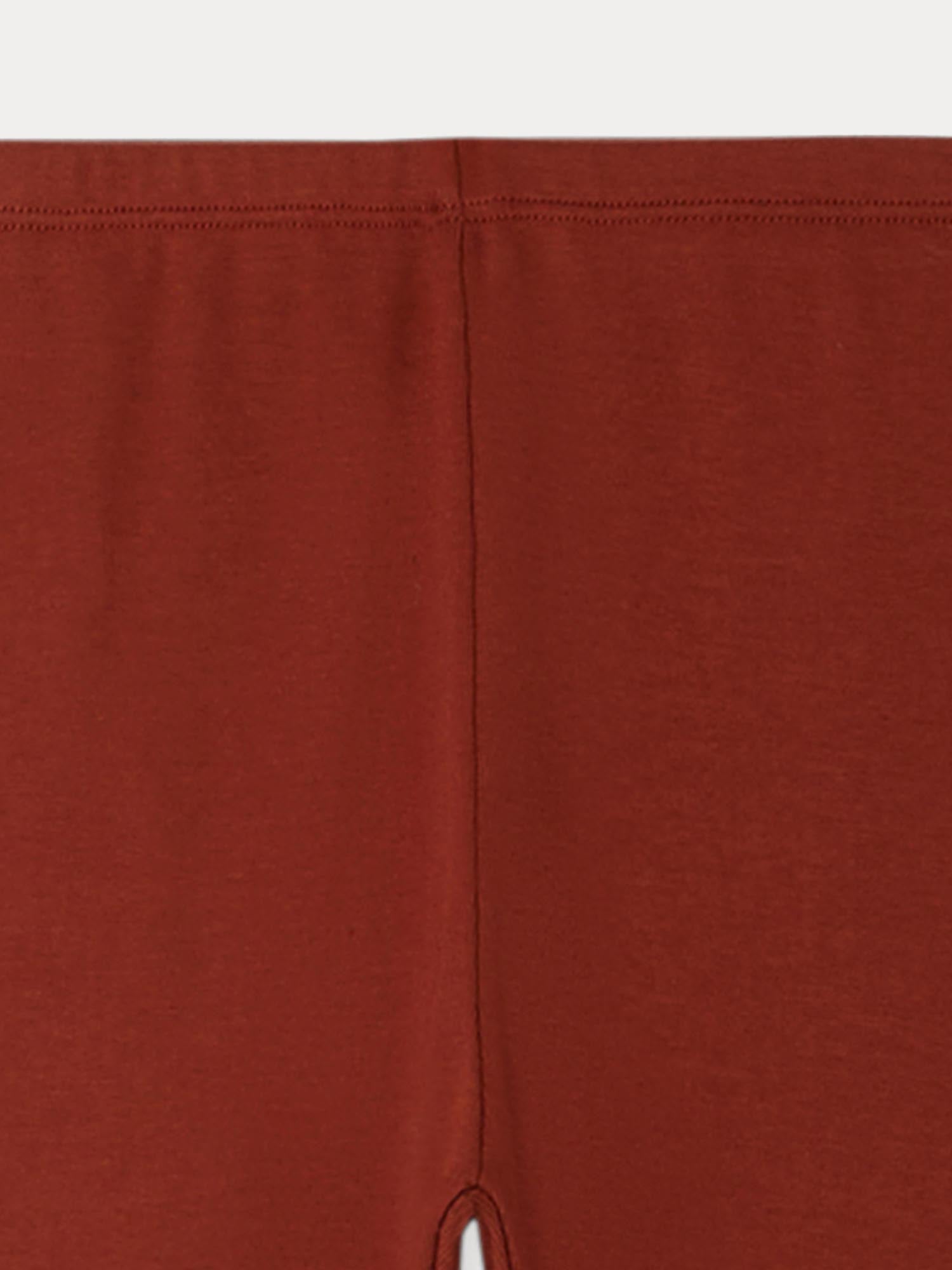 Girls Dark Red Cotton Leggings