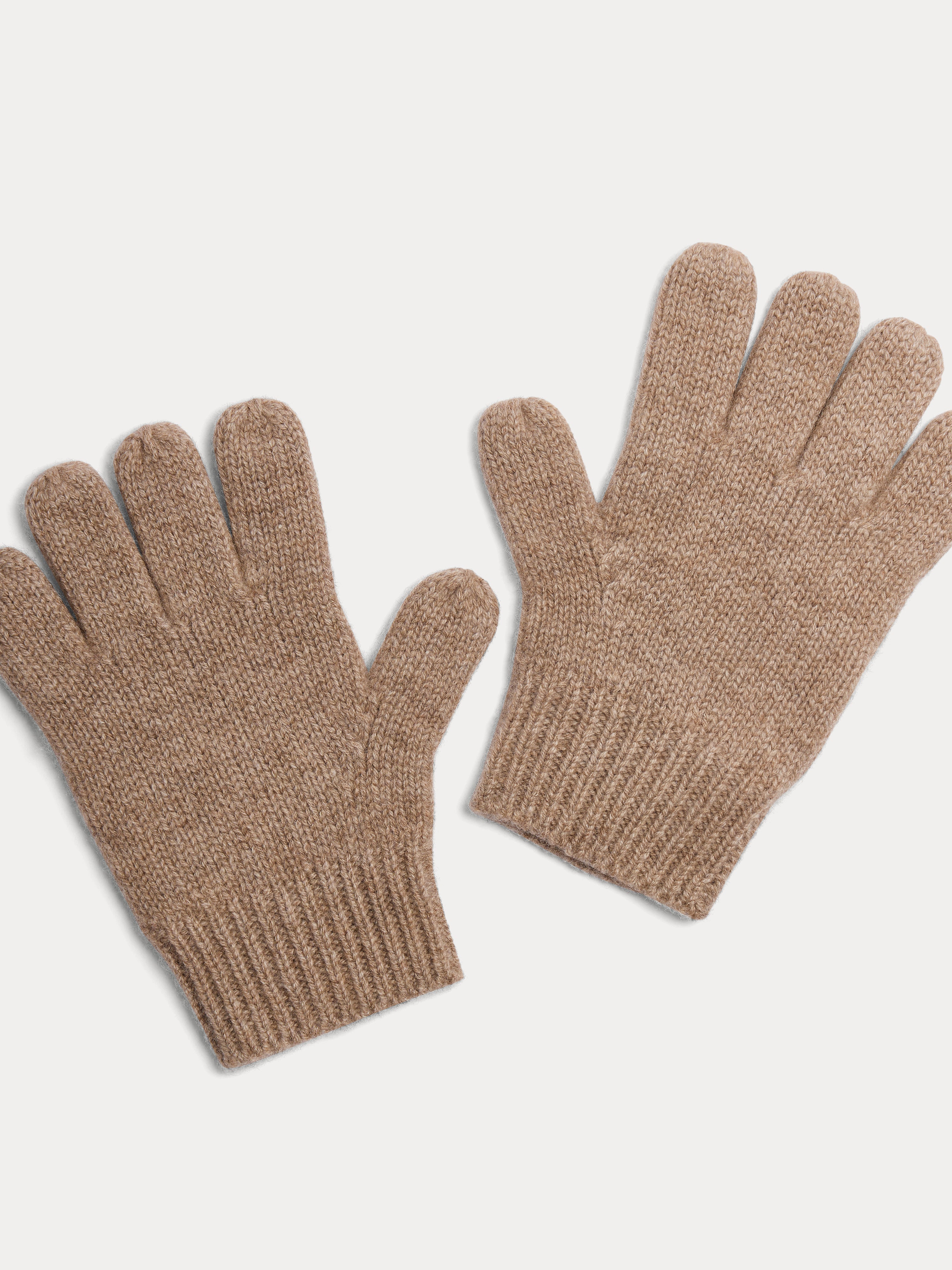 Boys Camel Cashmere Gloves