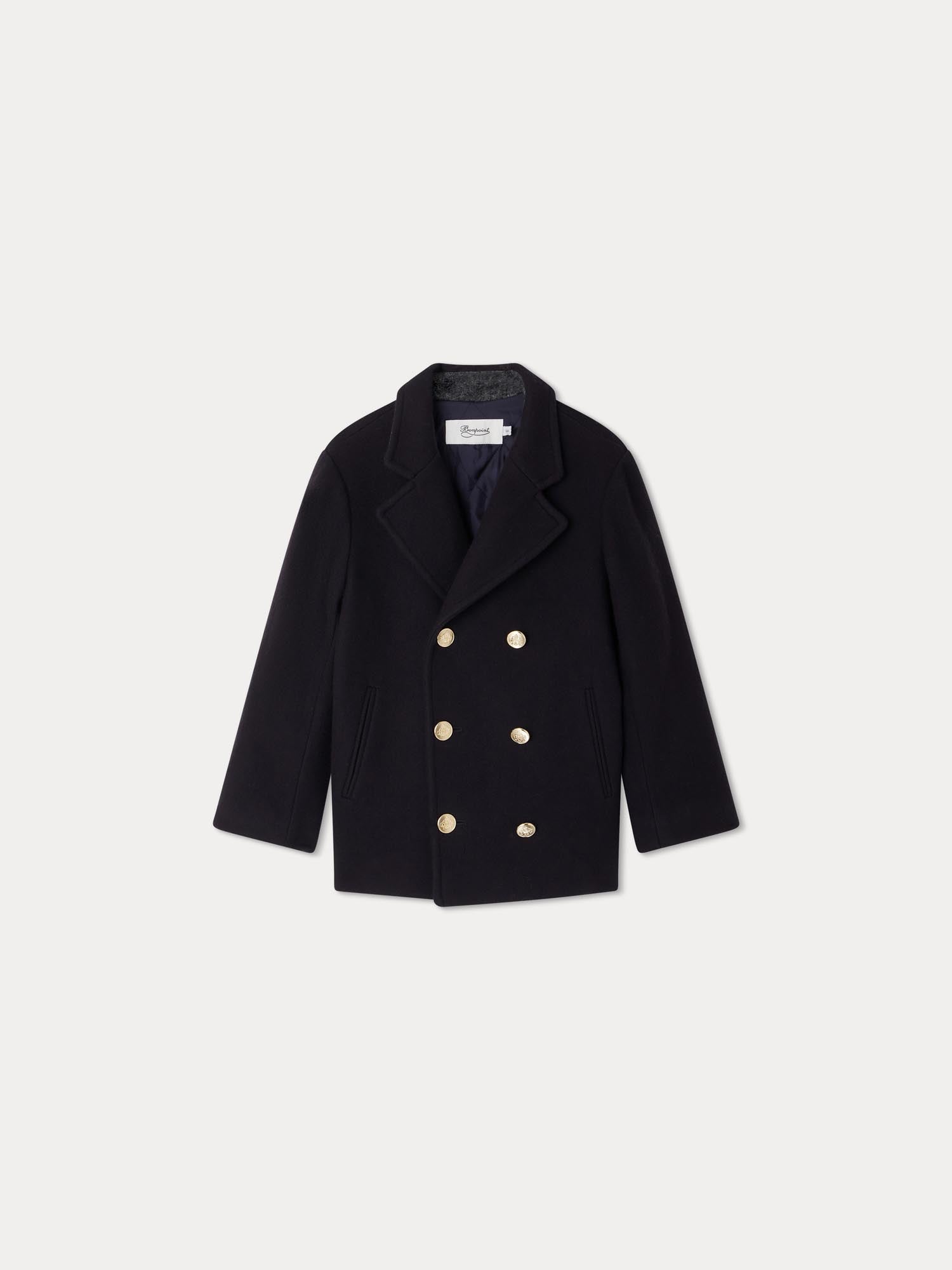 Girls Dark Blue Wool Coat