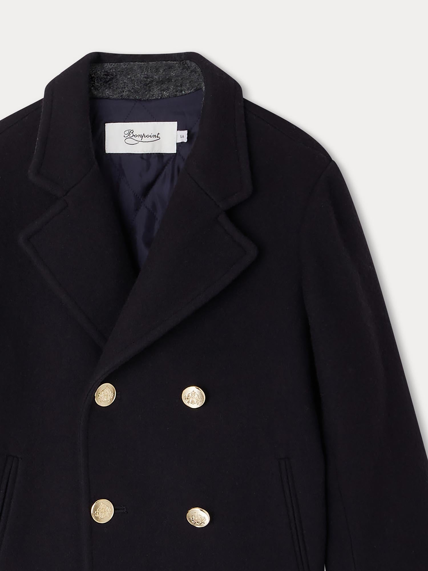 Girls Dark Blue Wool Coat