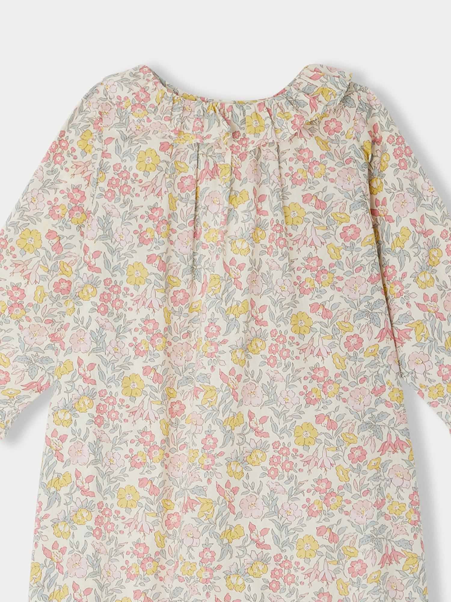 Baby Girls Pink Floral Cotton Babysuit