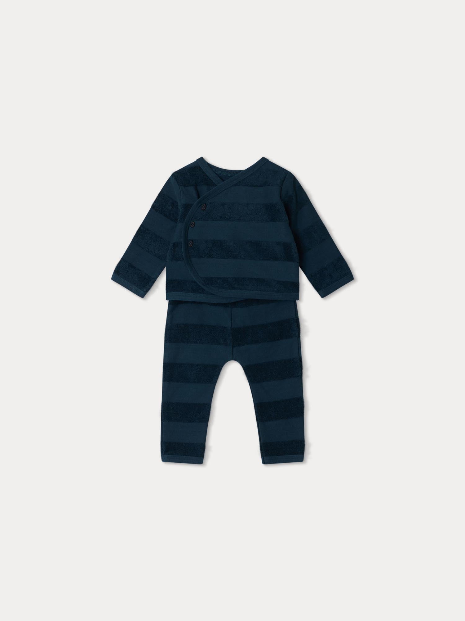 Baby Boys Dark Blue Stripes Cotton Set