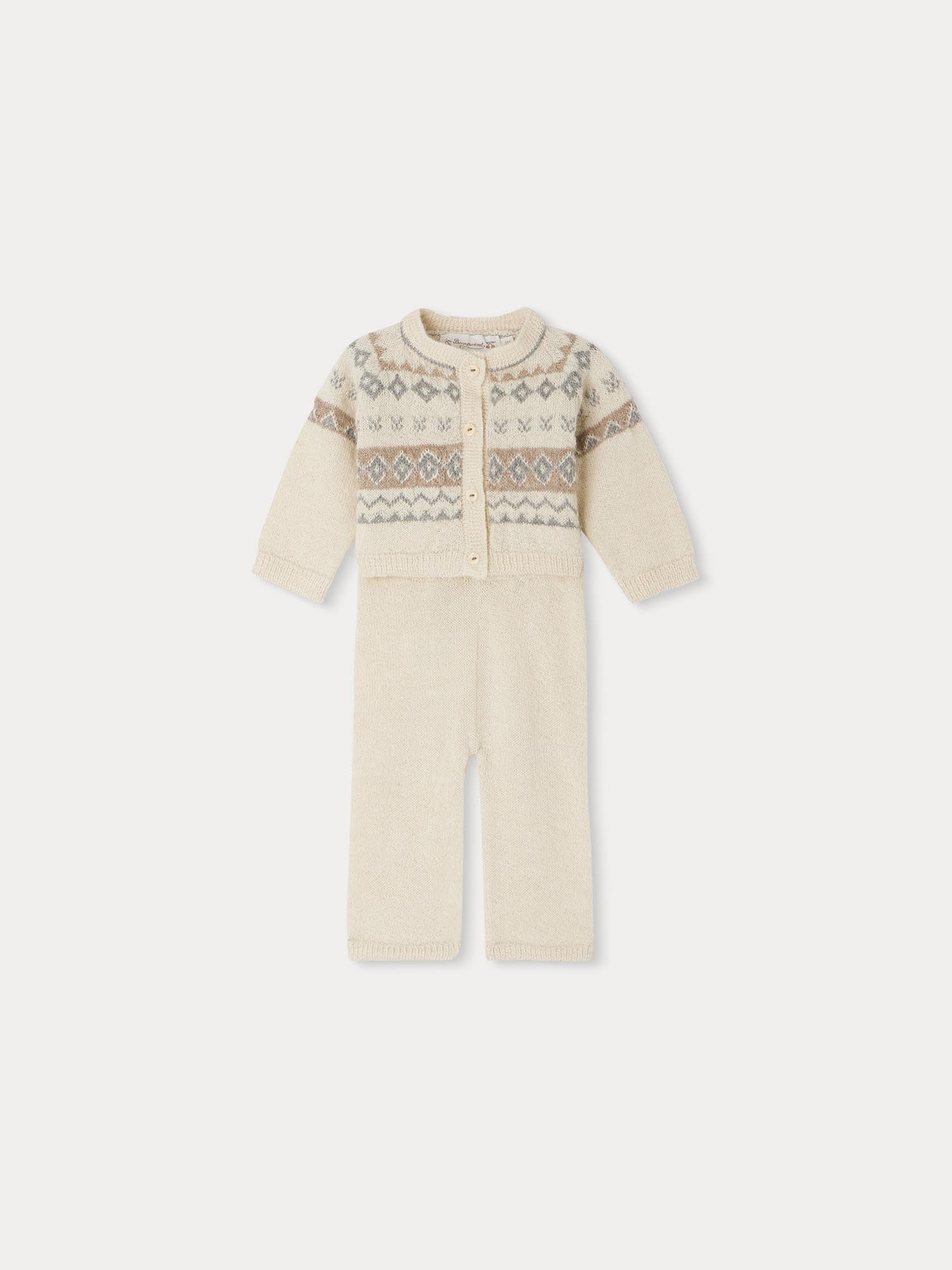 Baby Boys & Girls White Jacquard Alpaca Set