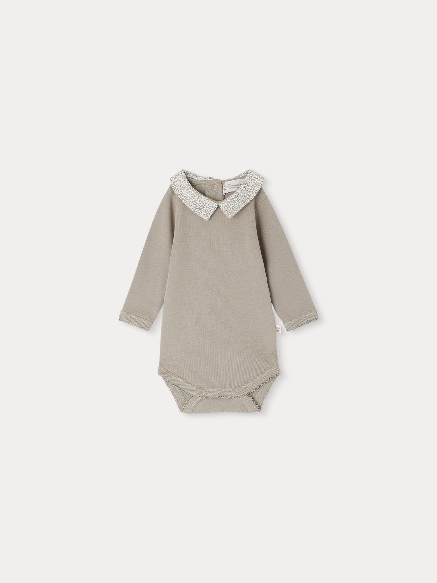 Baby Boys & Girls Taupe Cotton Babysuit