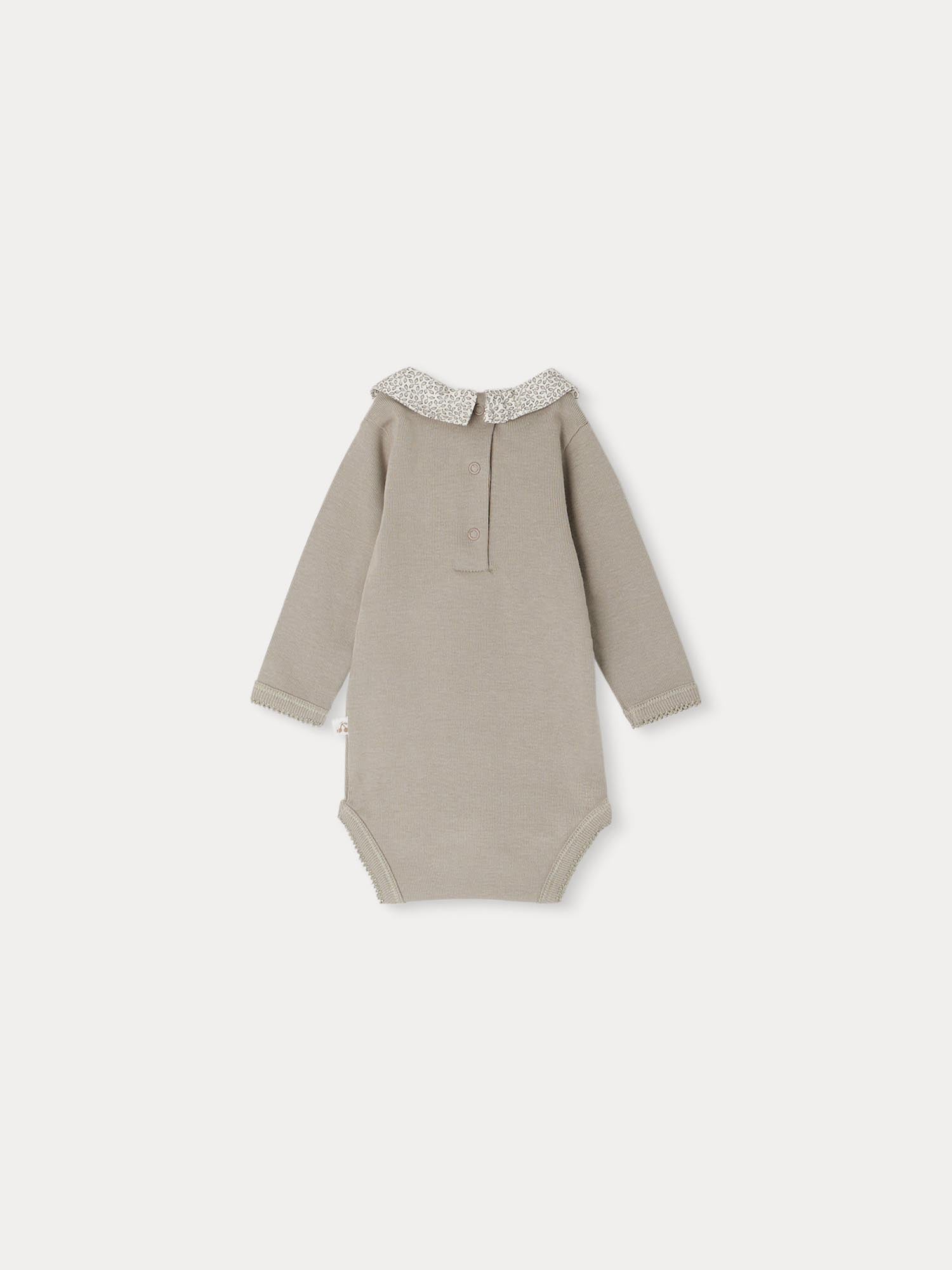 Baby Boys & Girls Taupe Cotton Babysuit